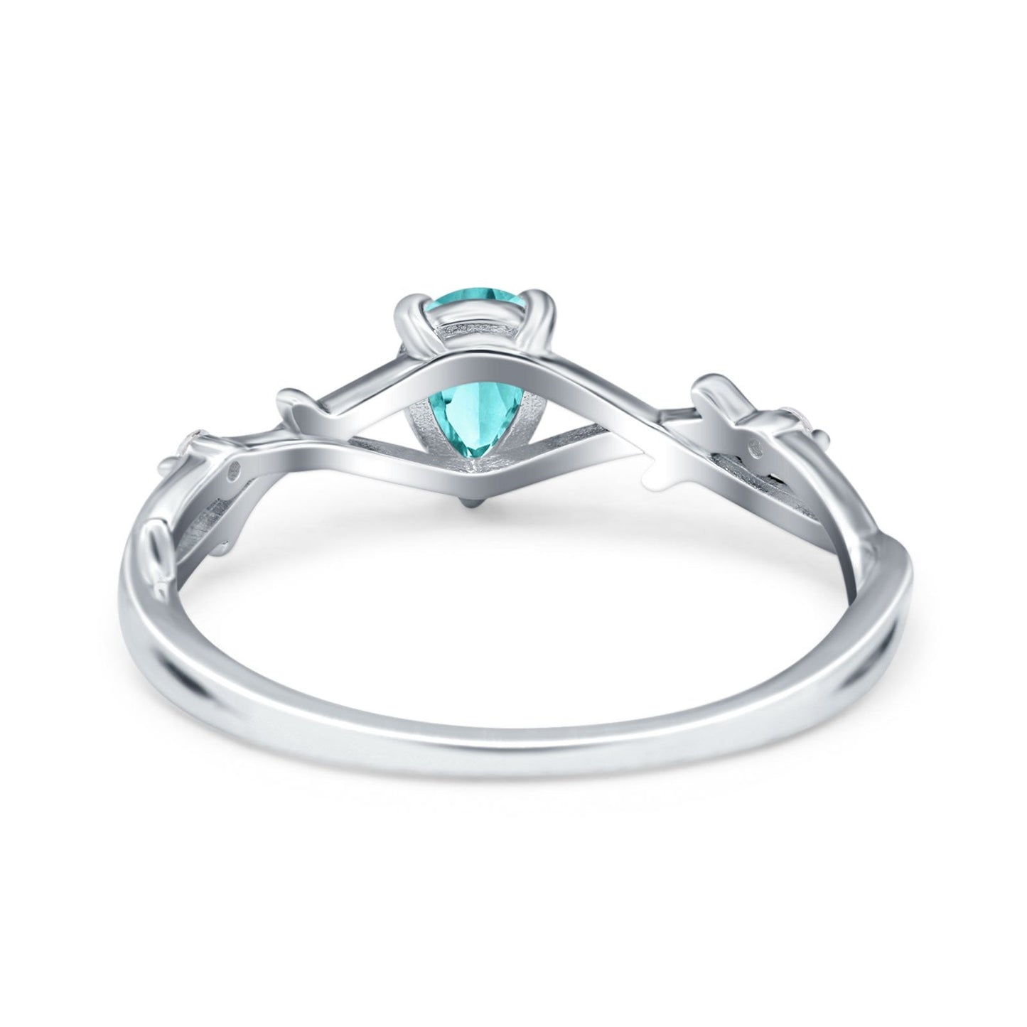 Infinity Pear Vintage Wedding Ring Simulated Paraiba Tourmaline CZ