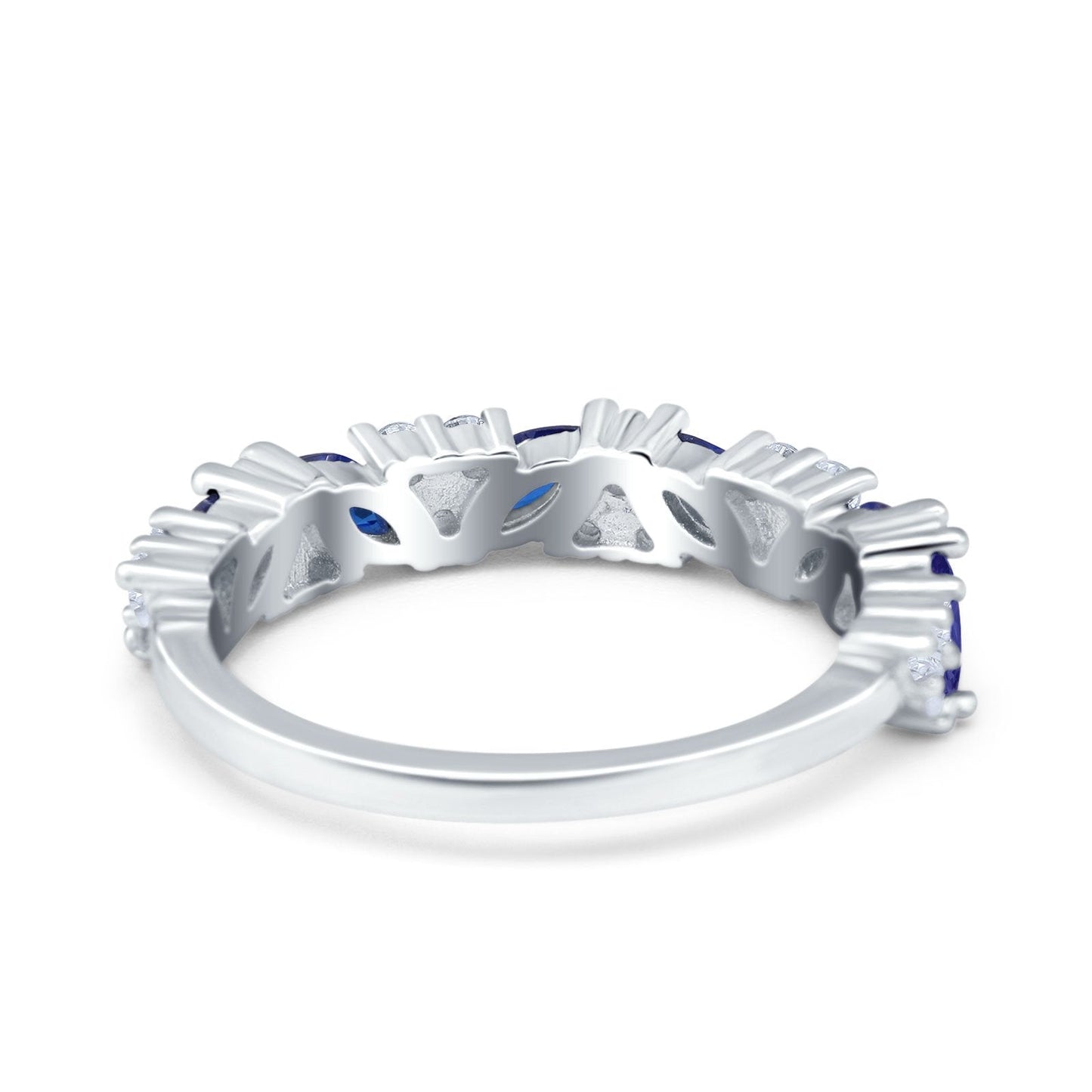 Art Deco Eternity Marquise Wedding Band Ring Simulated Blue Sapphire CZ