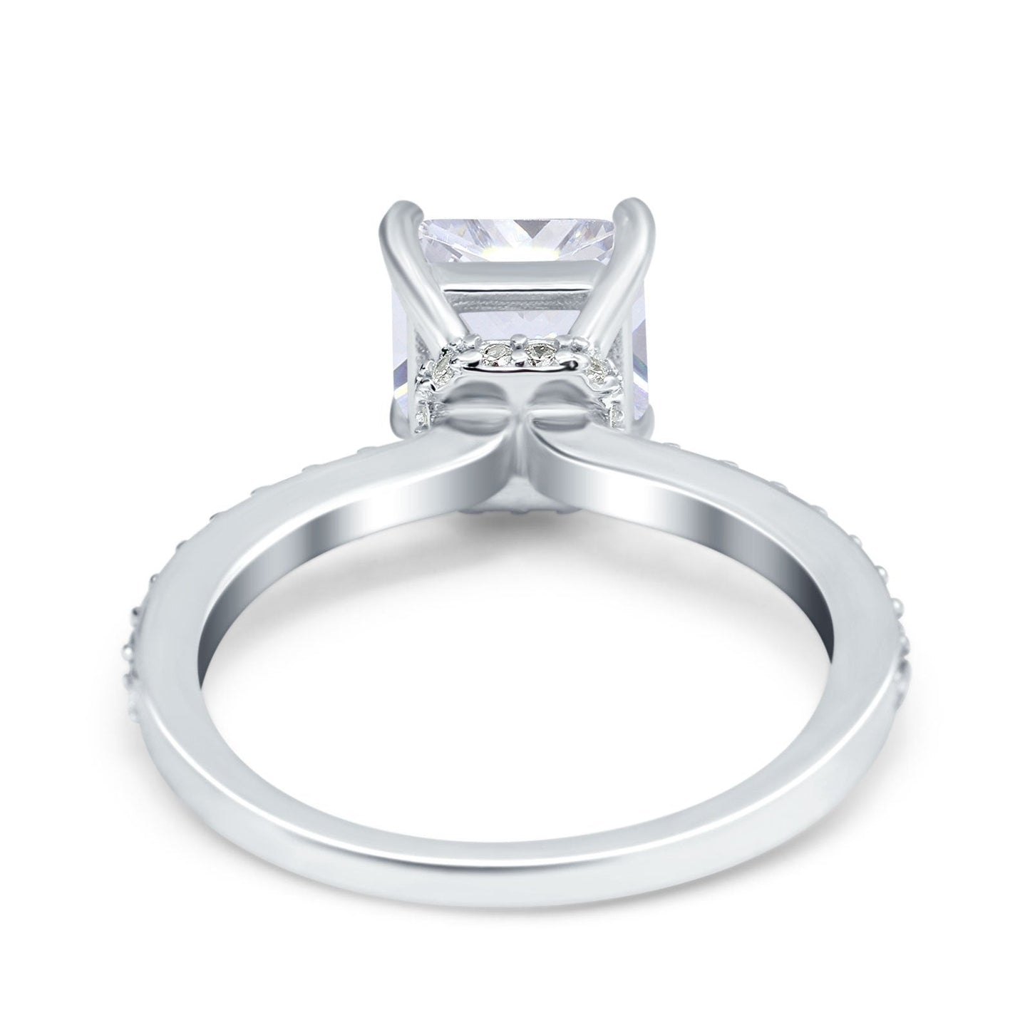 Cushion Cut Art Deco Vintage CZ Accents Wedding Bridal Ring