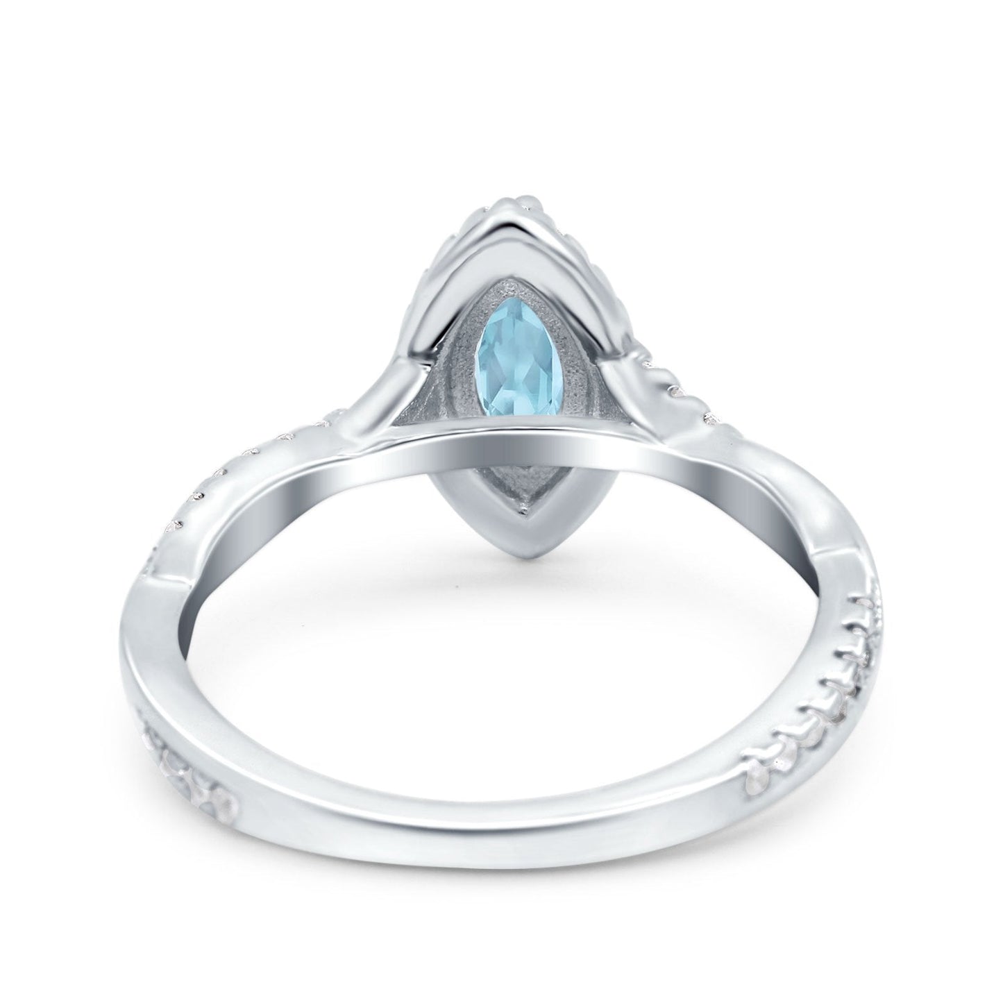 Infinity Twist Marquise Vintage Wedding Ring Simulated Aquamarine CZ