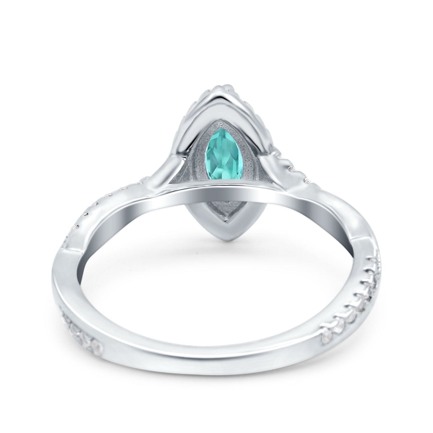 Infinity Twist Marquise Vintage Wedding Ring Simulated Paraiba Tourmaline CZ