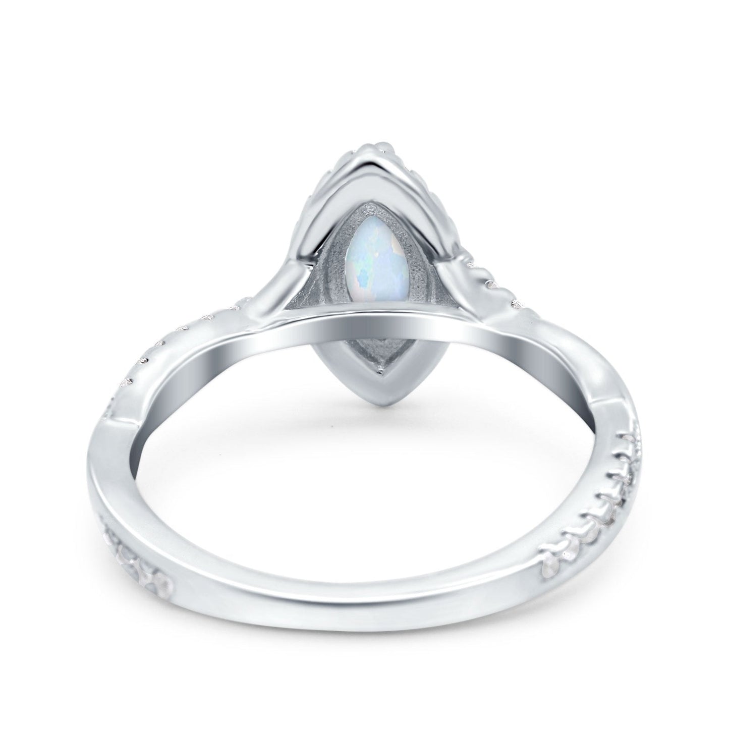 Infinity Twist Marquise Wedding Ring Lab Created White Opal