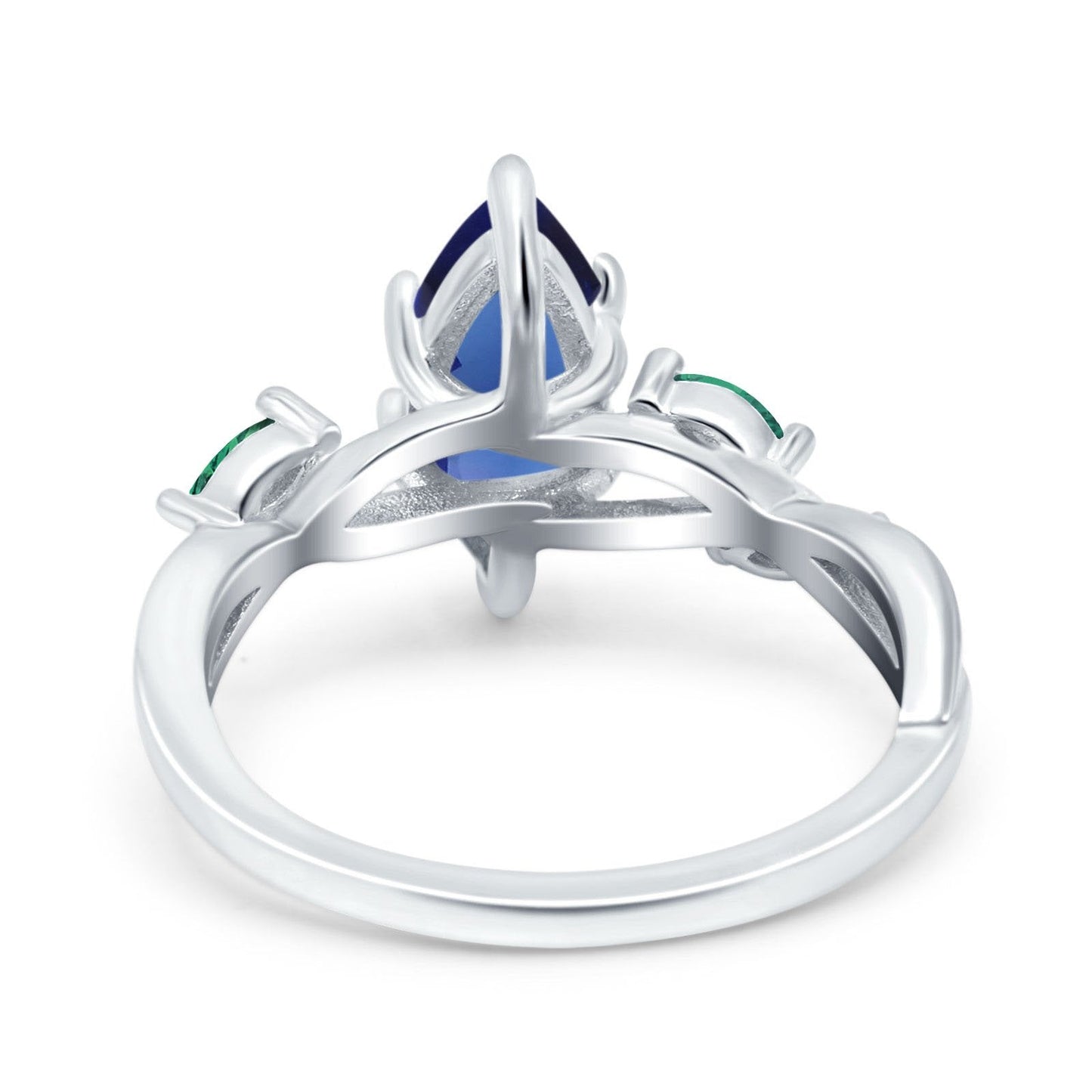 Infinity Twist Emerald Marquise Simulated Blue Sapphire CZ Wedding Ring