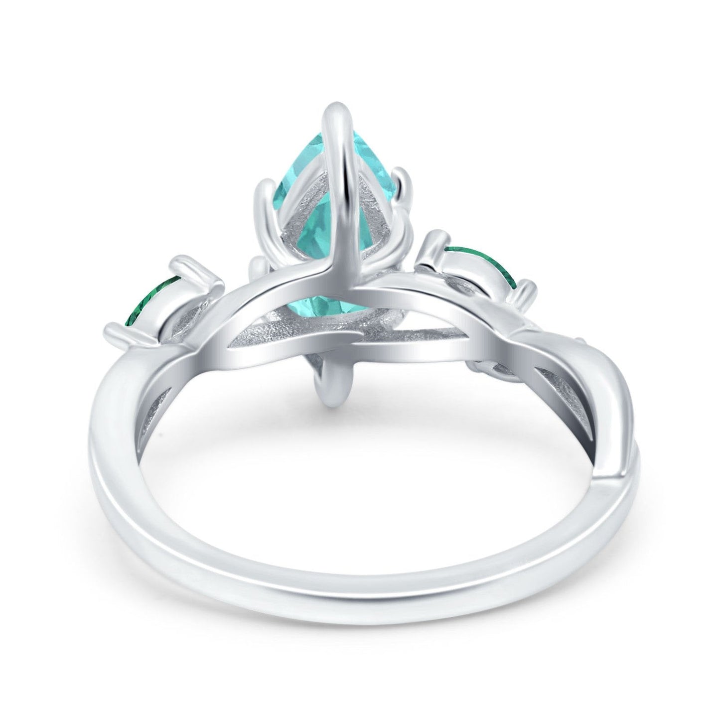 Infinity Twist Emerald Marquise Simulated Paraiba Tourmaline CZ Wedding Ring