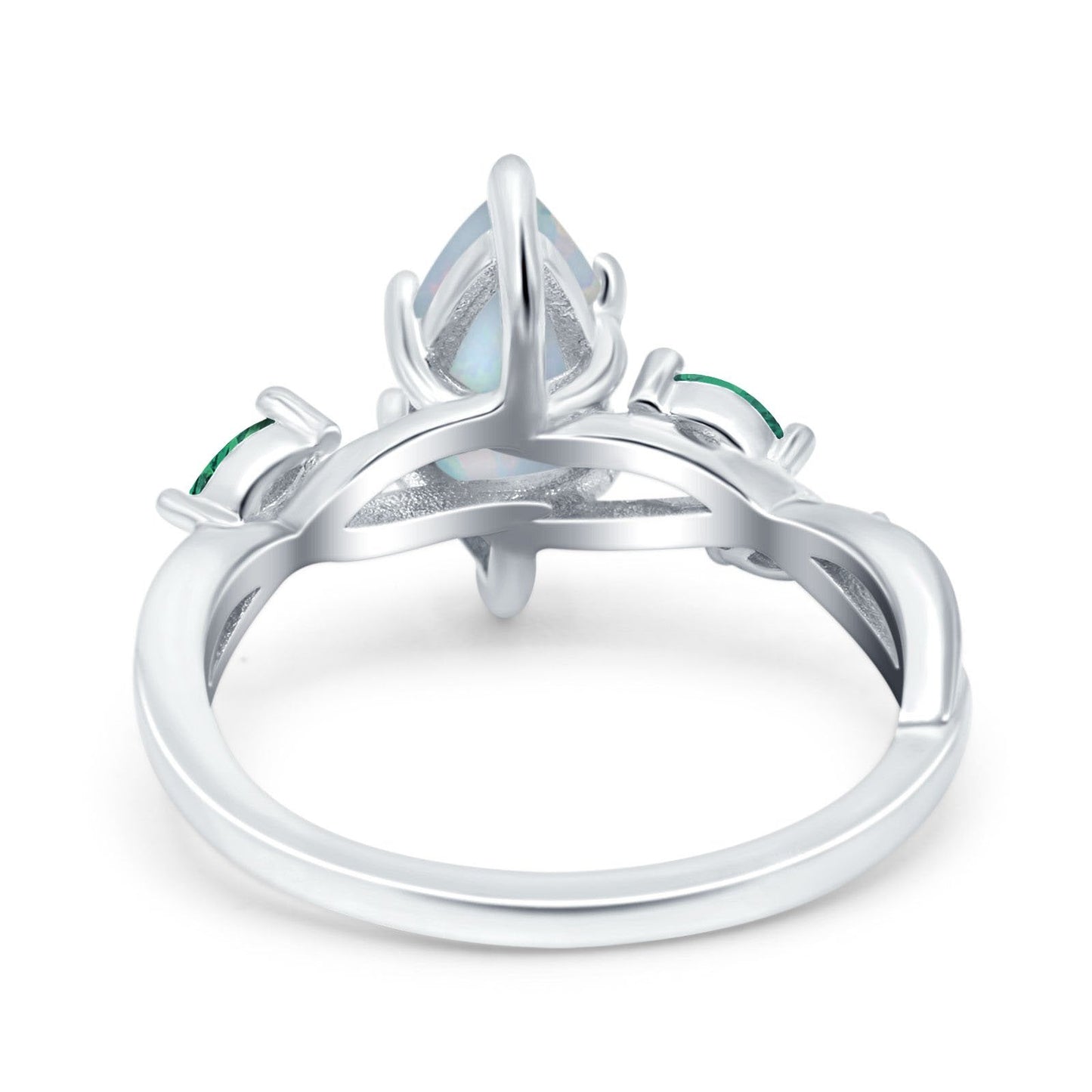 Infinity Twist Emerald Marquise Lab Created White Opal Wedding Ring