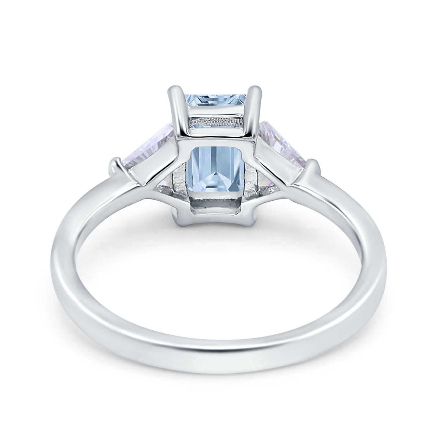 Emerald Cut Art Deco Engagement Ring Simulated Aquamarine CZ