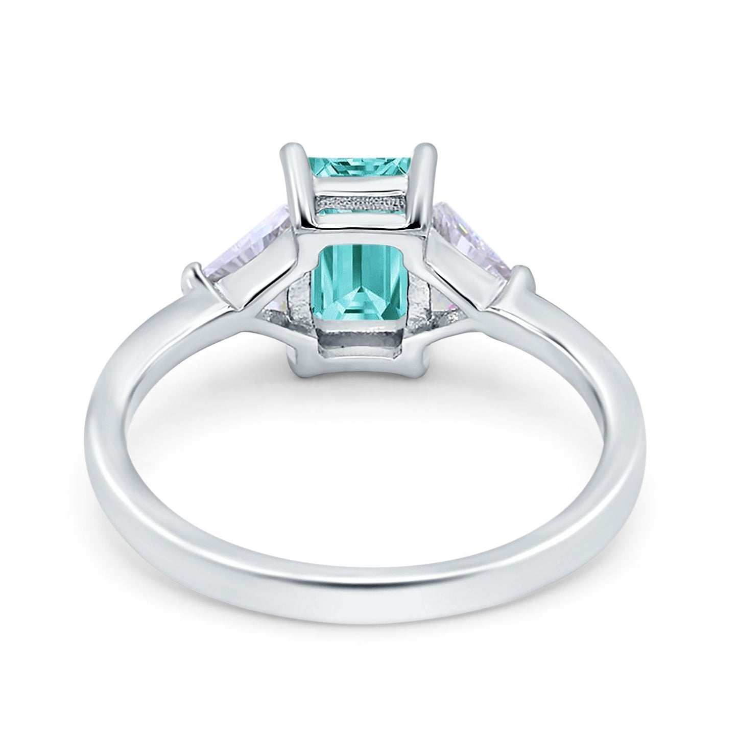 Emerald Cut Art Deco Engagement Ring Simulated Paraiba Tourmaline CZ