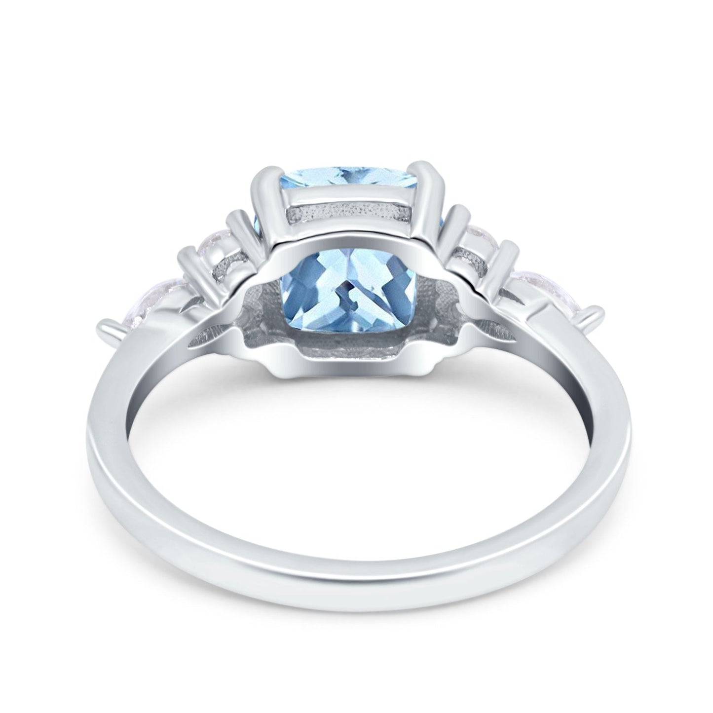 Cushion Art Deco Aquamarine CZ Engagement Ring