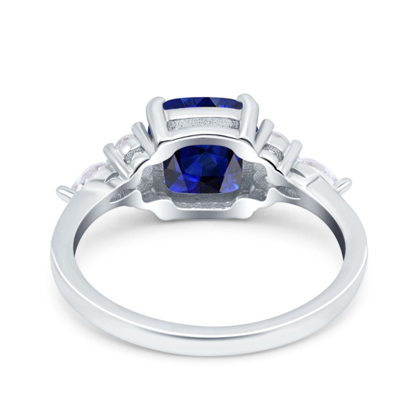 Cushion Cut Art Deco Simulated Blue Sapphire CZ Engagement Ring