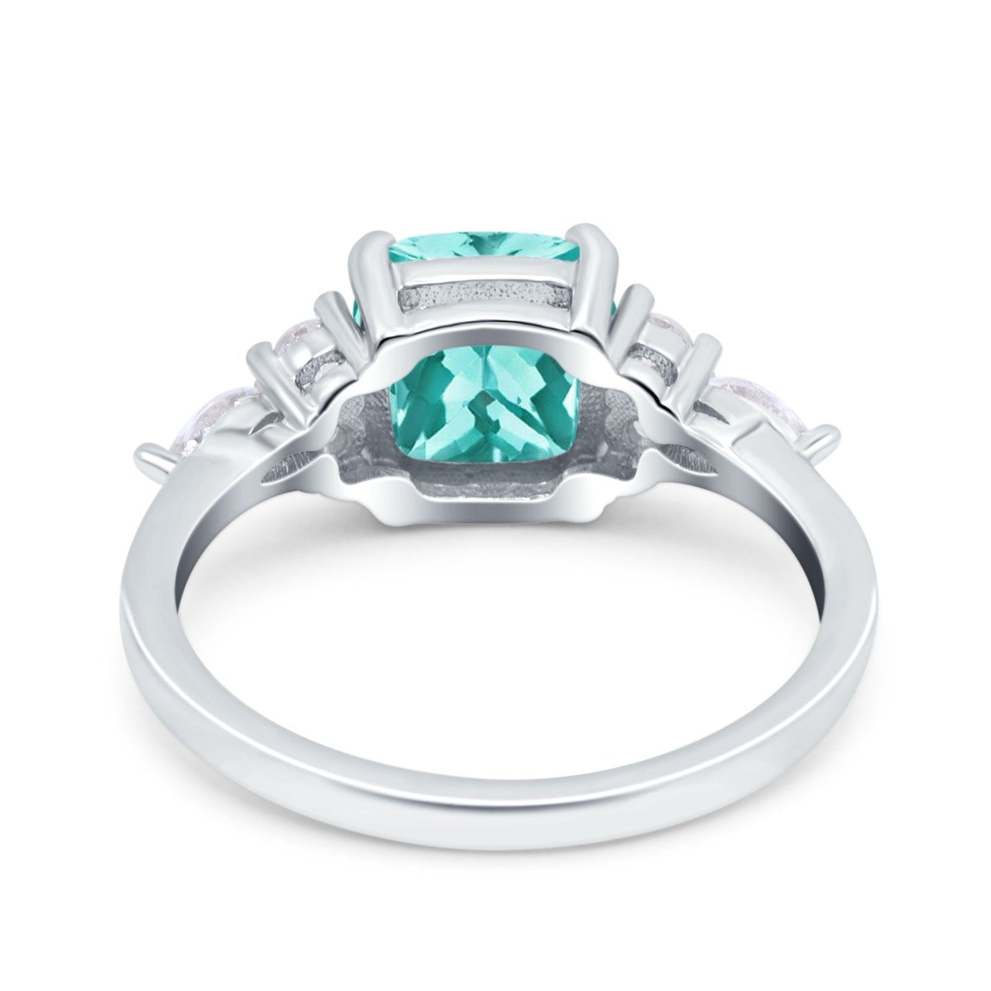 Cushion Cut Art Deco Engagement Ring Simulated Paraiba Tourmaline CZ