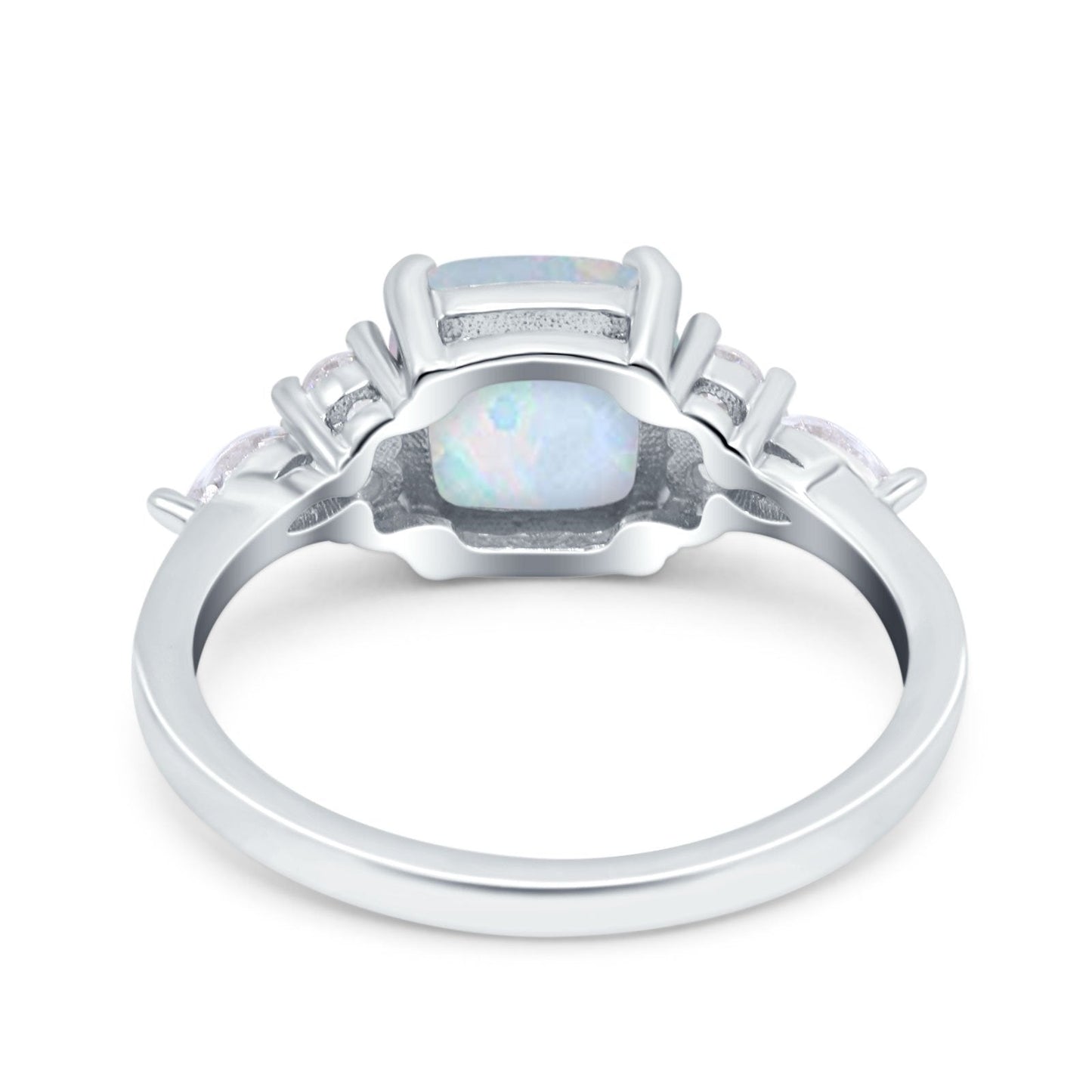 Cushion Cut Art Deco Engagement Ring Lab Created White Opal