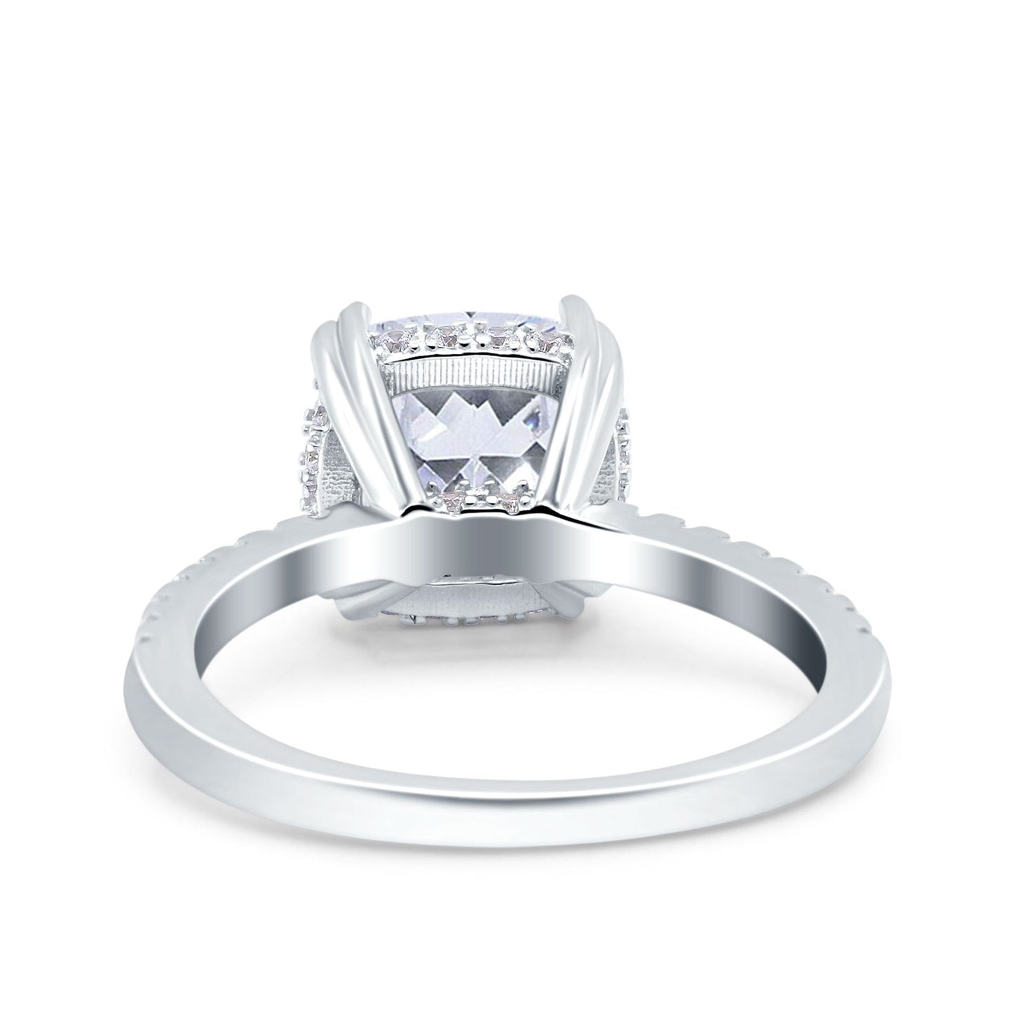 Half Eternity Art Deco Cushion Cut Wedding Bridal Ring Simulated Cubic Zirconia