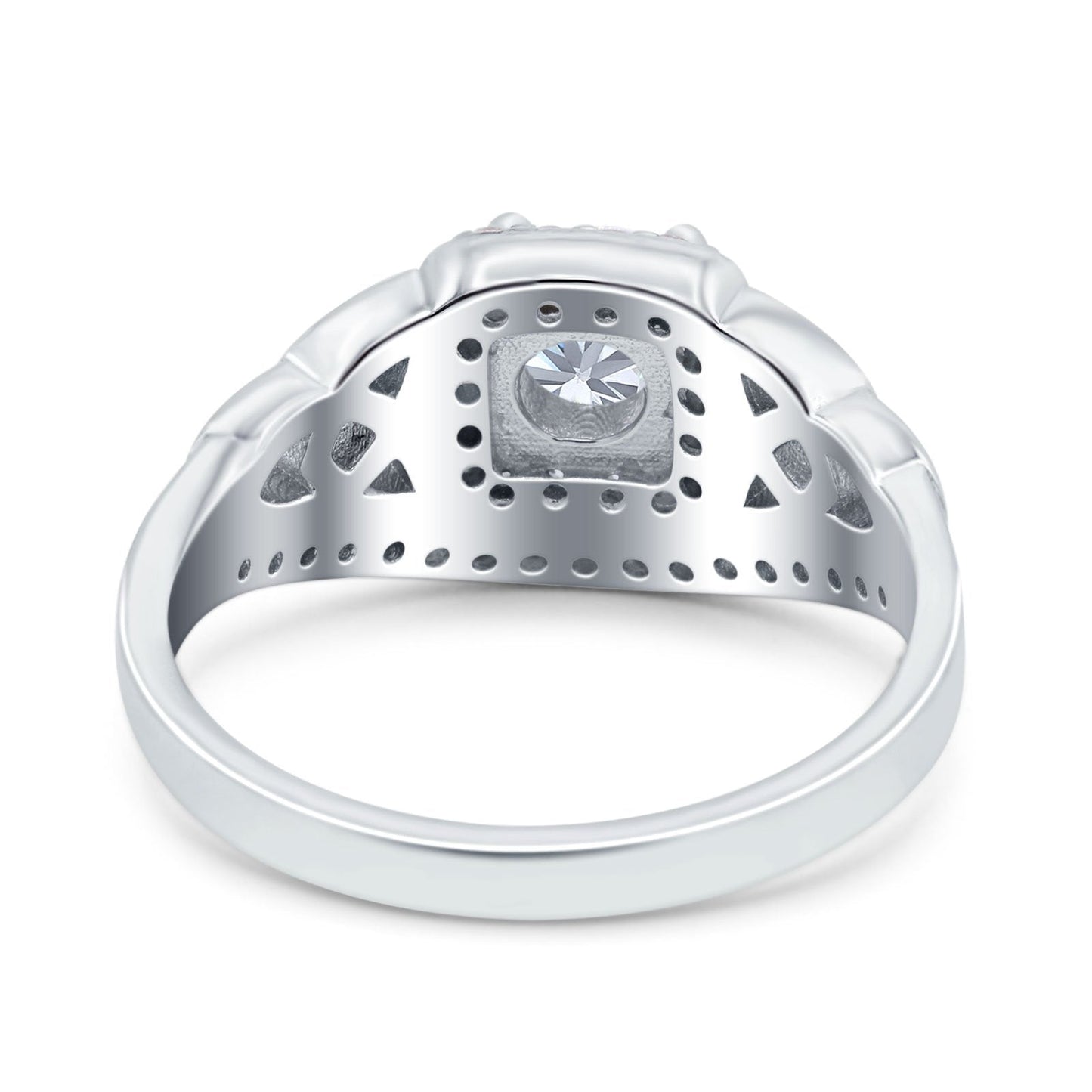 Celtic Art Deco Wedding Ring Round Simulated Cubic Zirconia