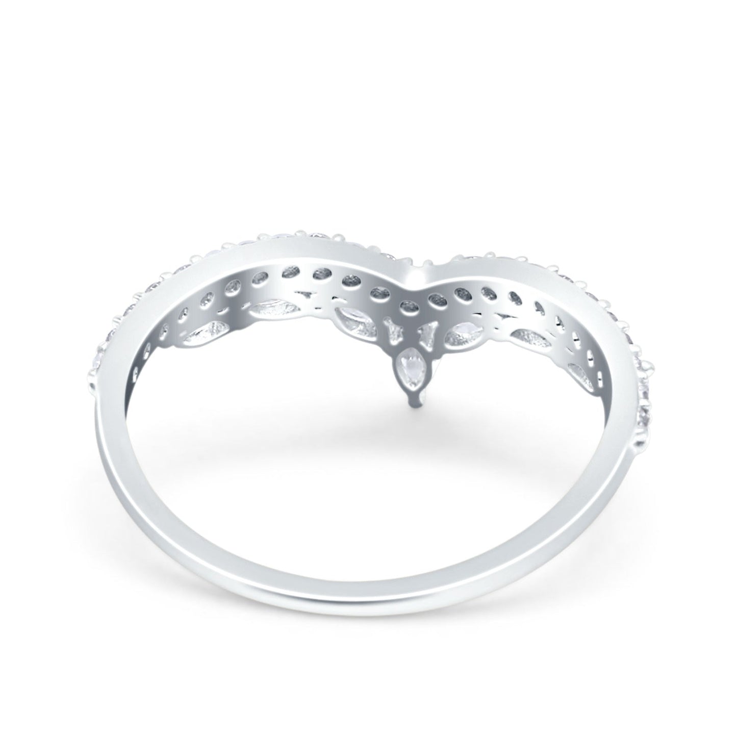 Marquise Half Eternity Wedding Band Simulated CZ Ring