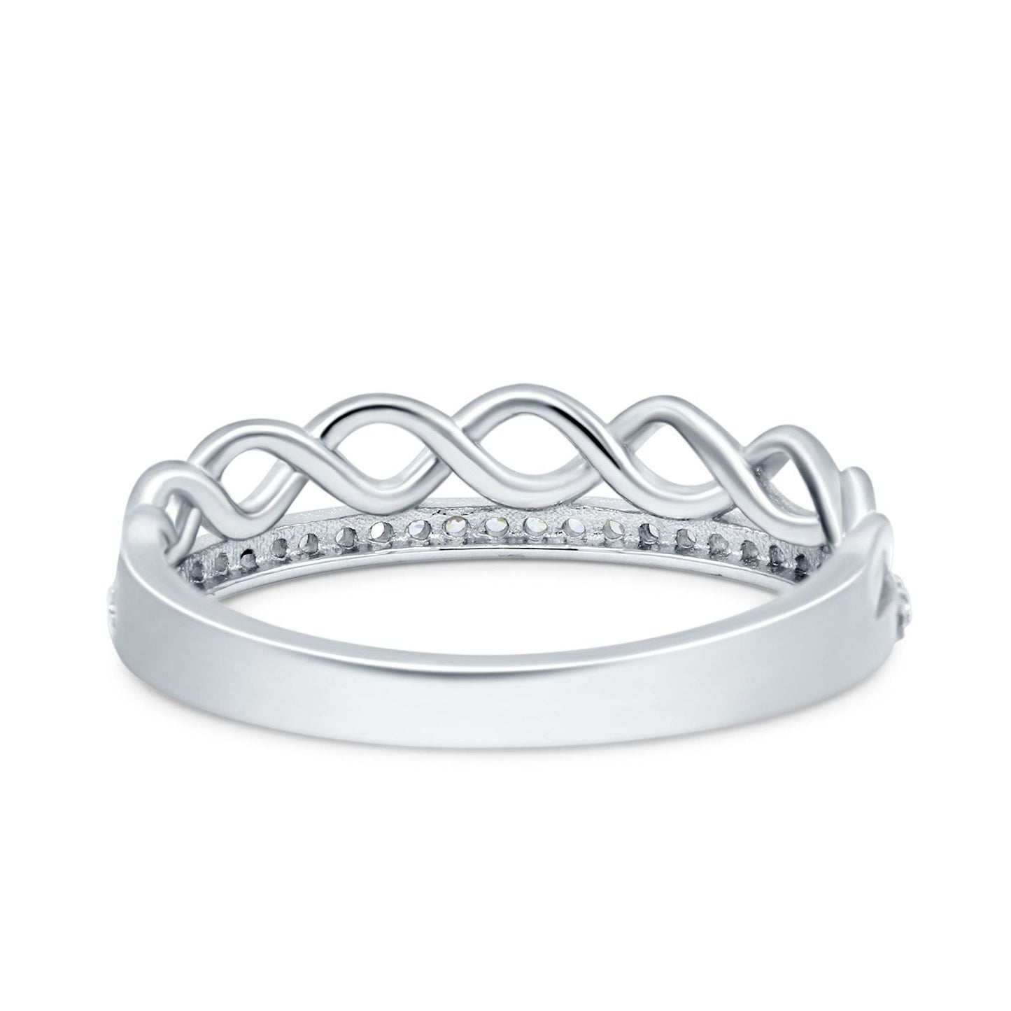 Half Eternity Infinity Twisted Shank Wedding Ring Band Simulated Cubic Zirconia