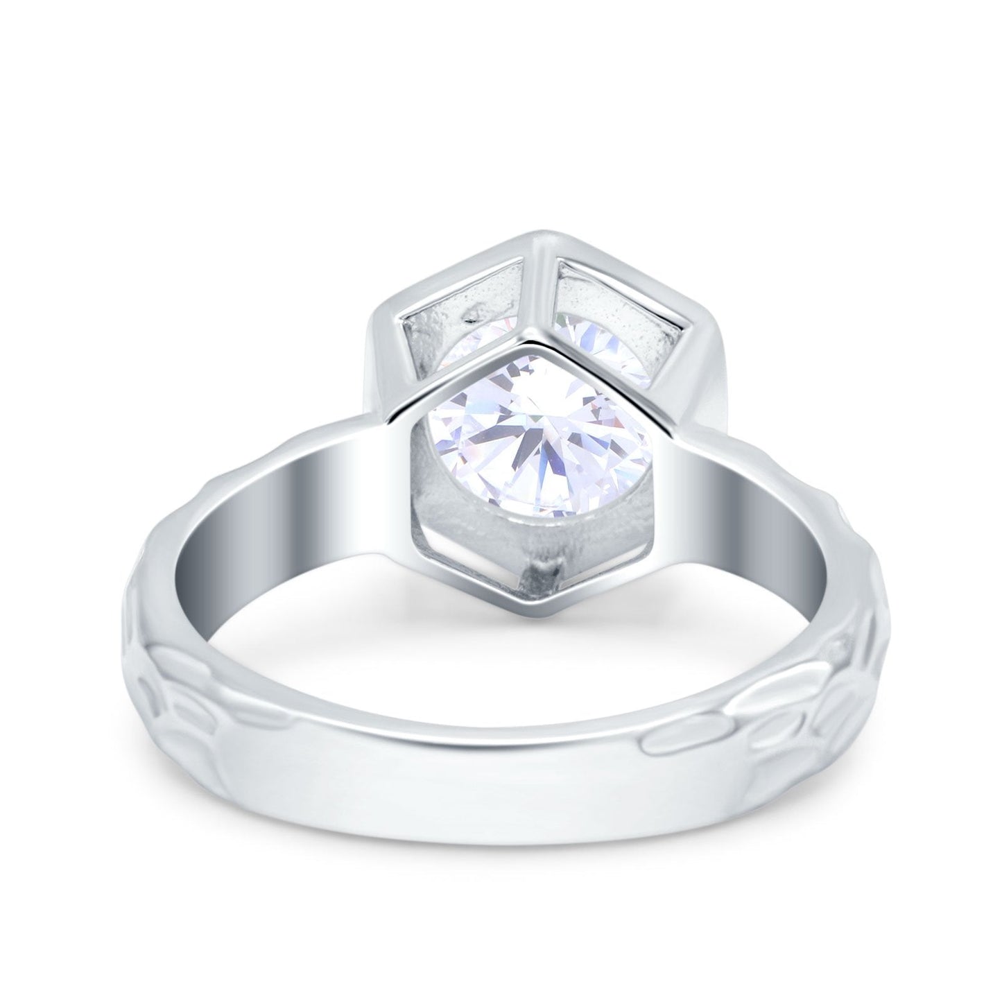 Art Deco Engagement Bridal Ring Hexagon Simulated Cubic Zirconia