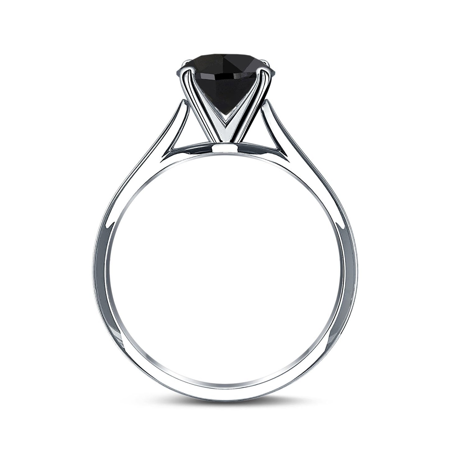 Oval Cathedral Solitaire Wedding Ring Simulated Black CZ