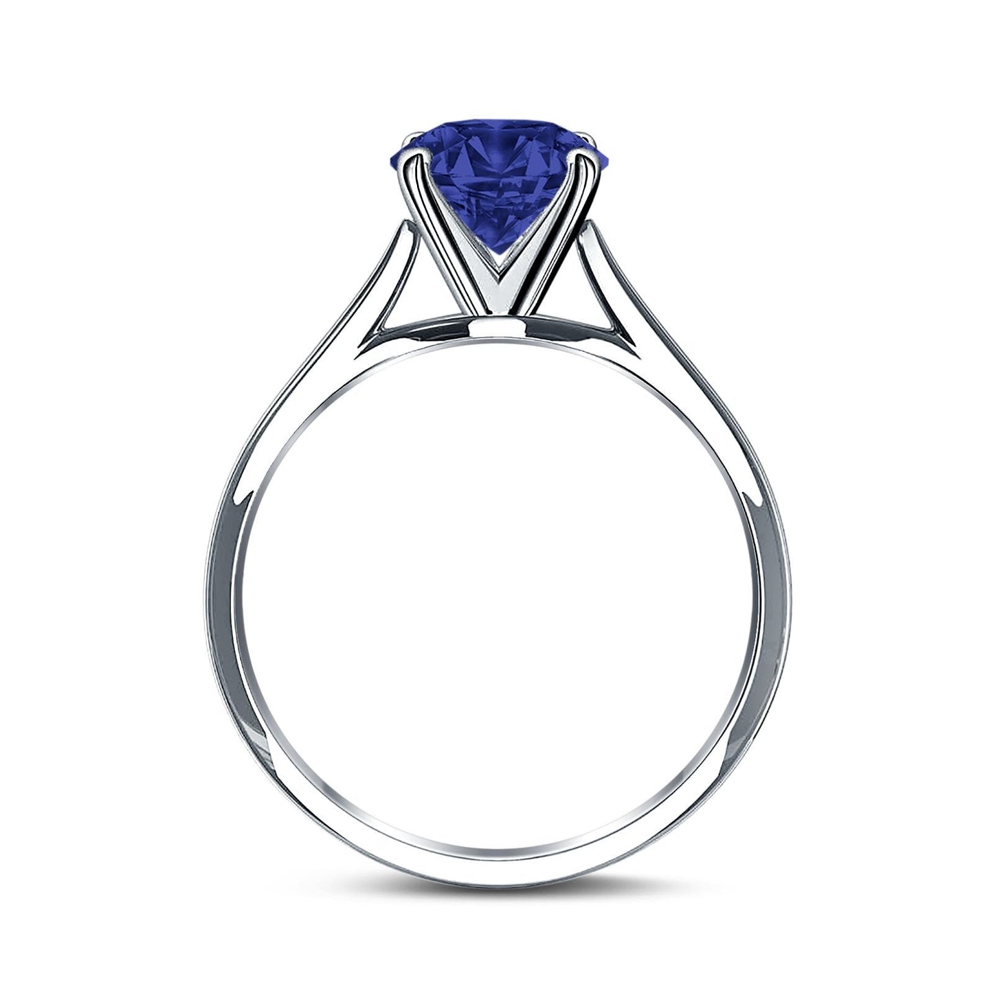 Oval Cathedral Solitaire Wedding Ring Simulated Blue Sapphire CZ