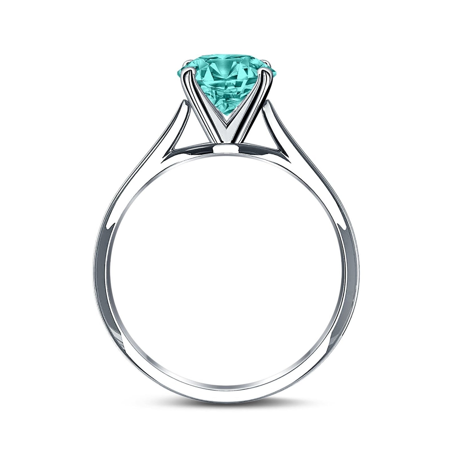 Oval Cathedral Solitaire Wedding Ring Simulated Paraiba Tourmaline CZ