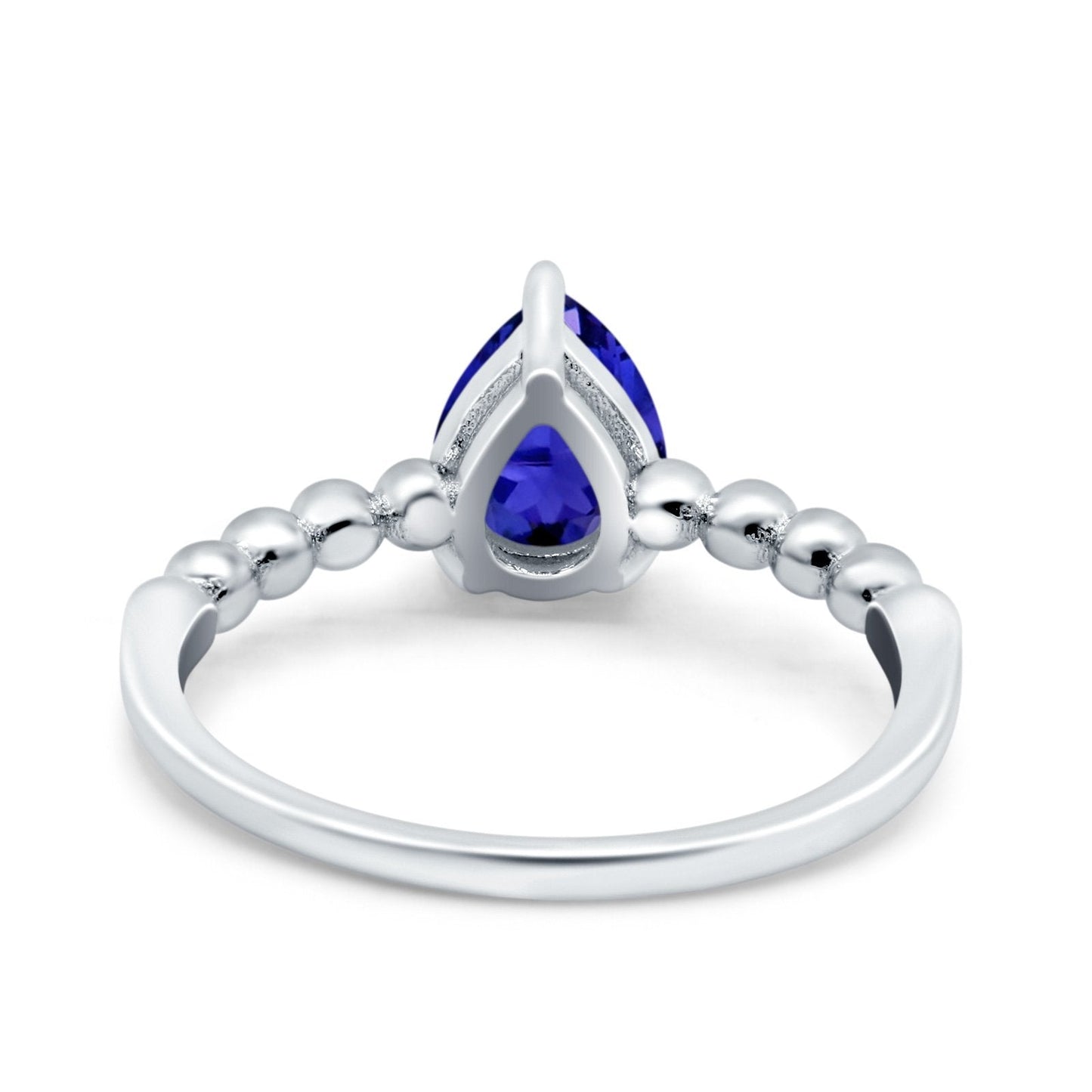 Teardrop Art Deco Pear Wedding Ring Simulated Blue Sapphire CZ