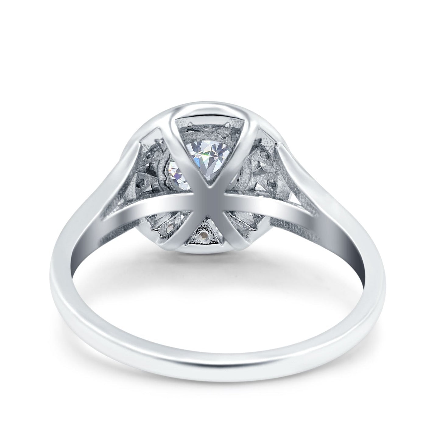 Celtic Halo Engagement Ring Round Simulated Cubic Zirconia