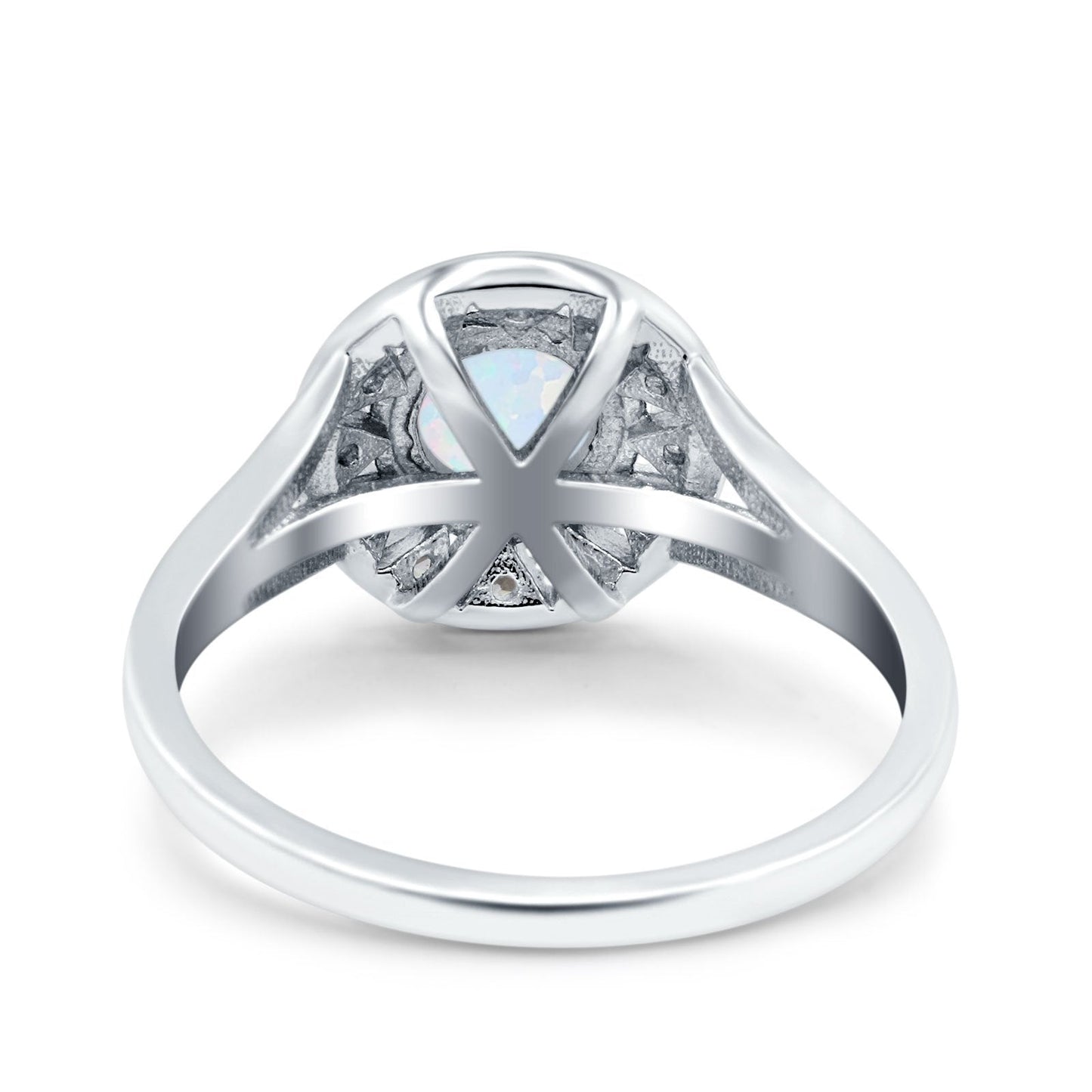 Celtic Halo Engagement Ring Round Lab Created White Opal