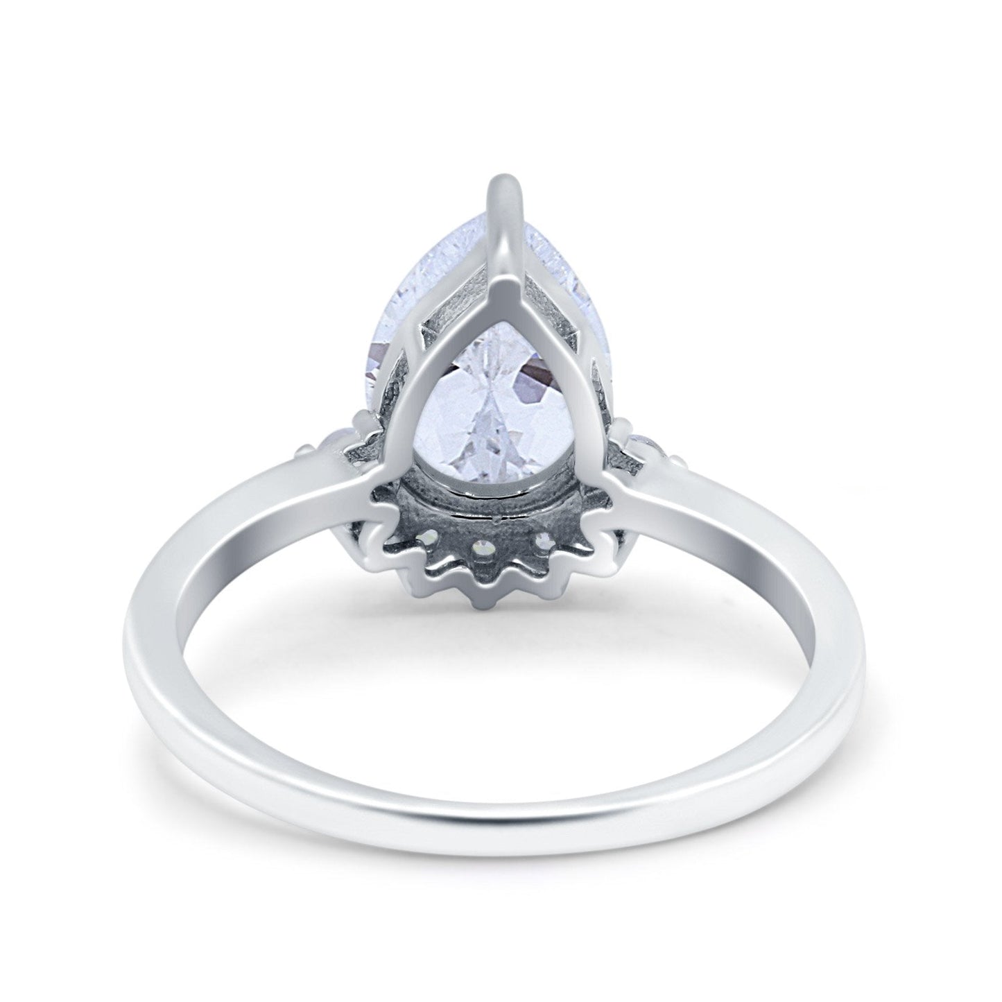 Teardrop Art Deco Pear Engagement Ring Simulated Cubic Zirconia