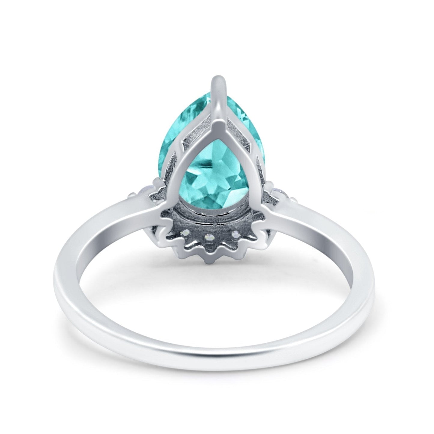 Teardrop Art Deco Pear Engagement Ring Simulated Paraiba Tourmaline CZ