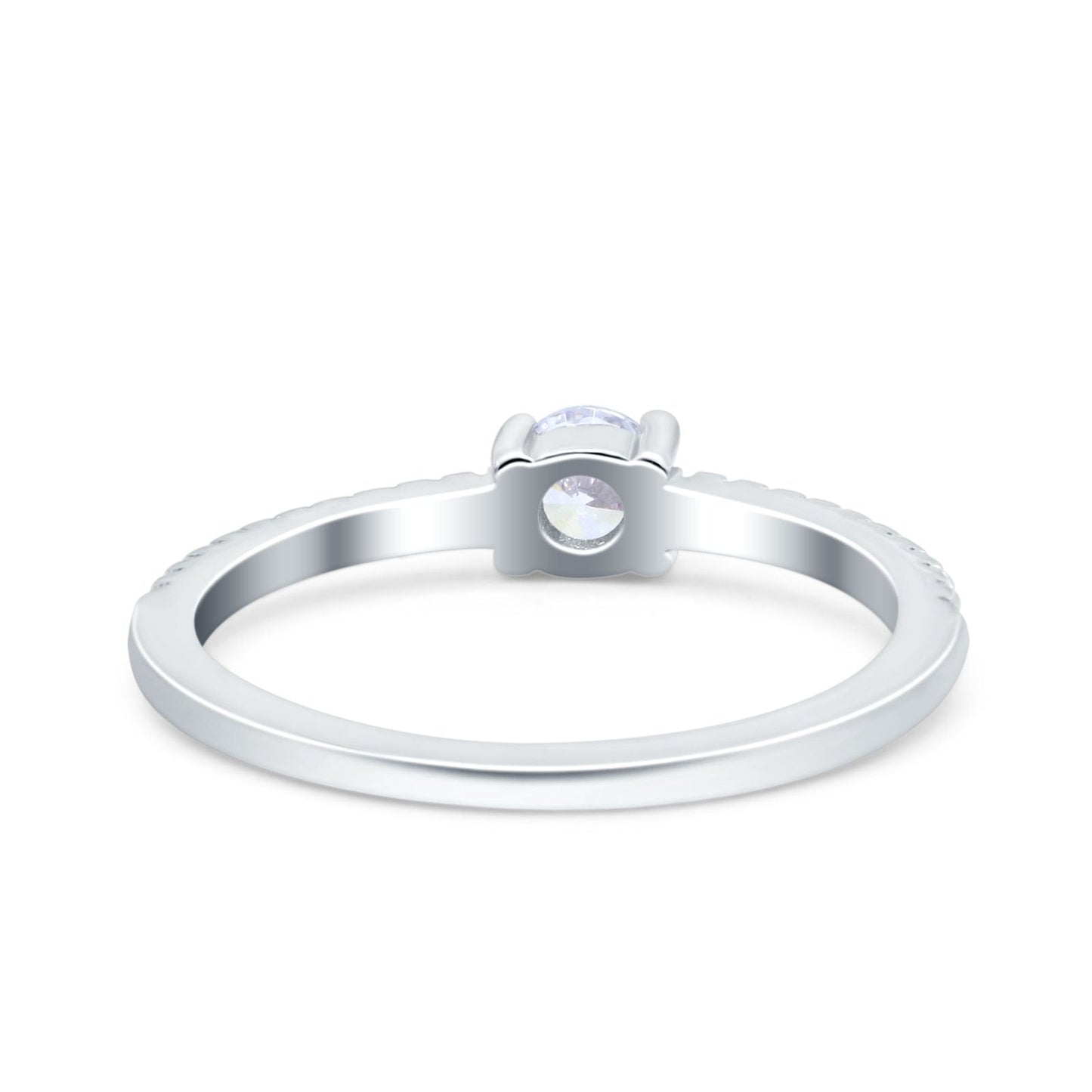 Simple Wedding Ring Band Round Simulated Cubic Zirconia