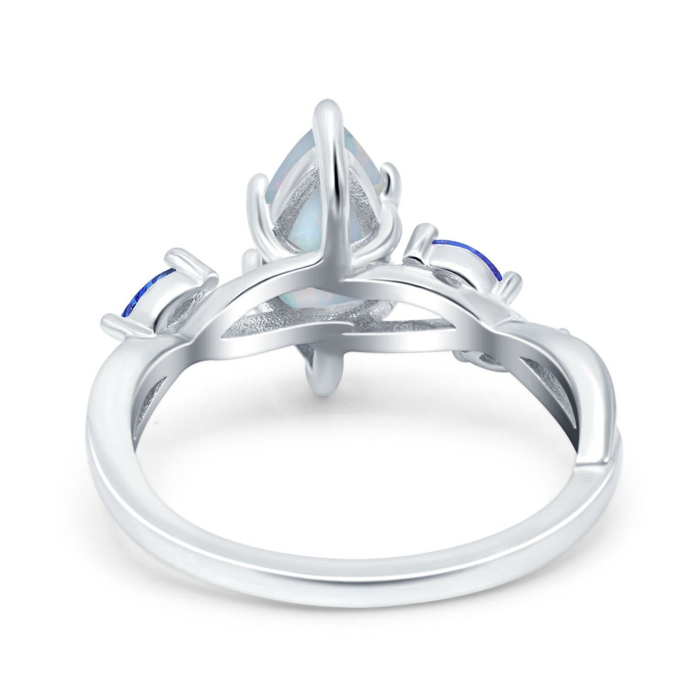 Infinity Twist Sapphire Marquise Lab Created White Opal Wedding Ring