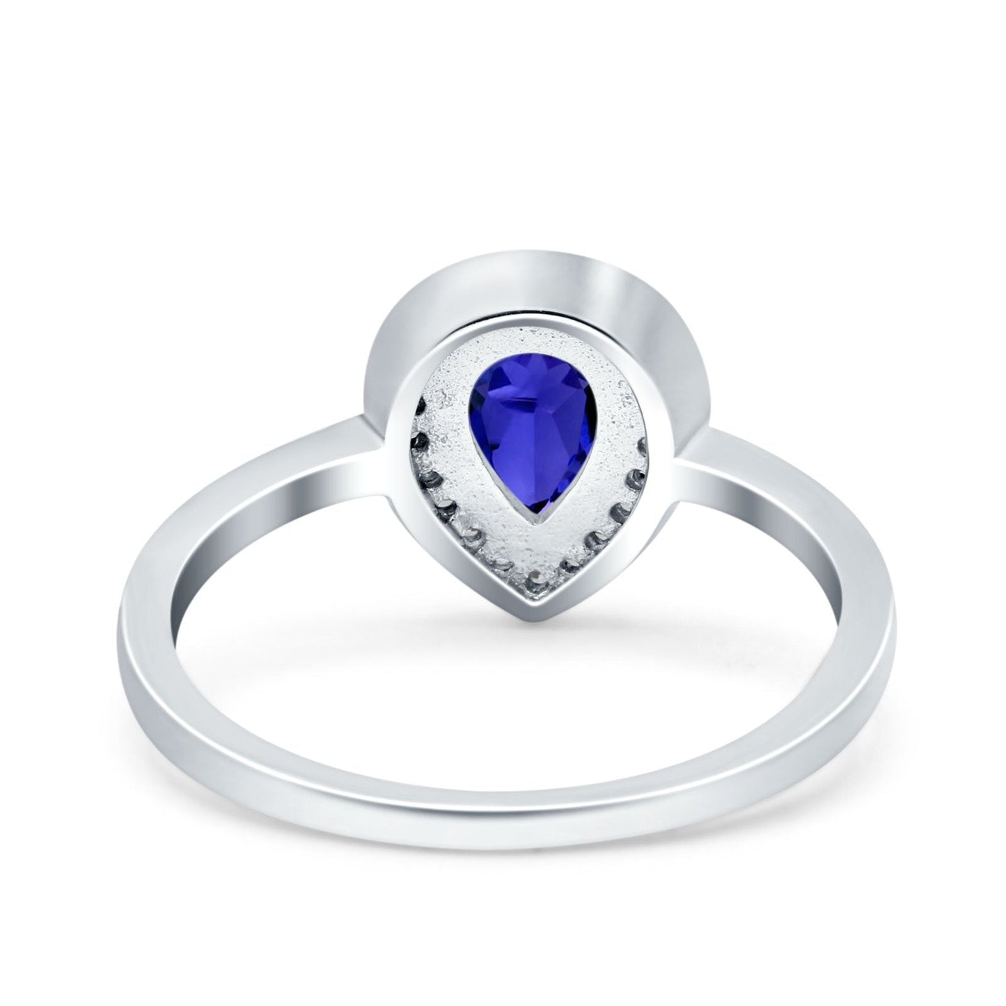 Teardrop Pear Art Deco Wedding Ring Simulated Blue Sapphire CZ