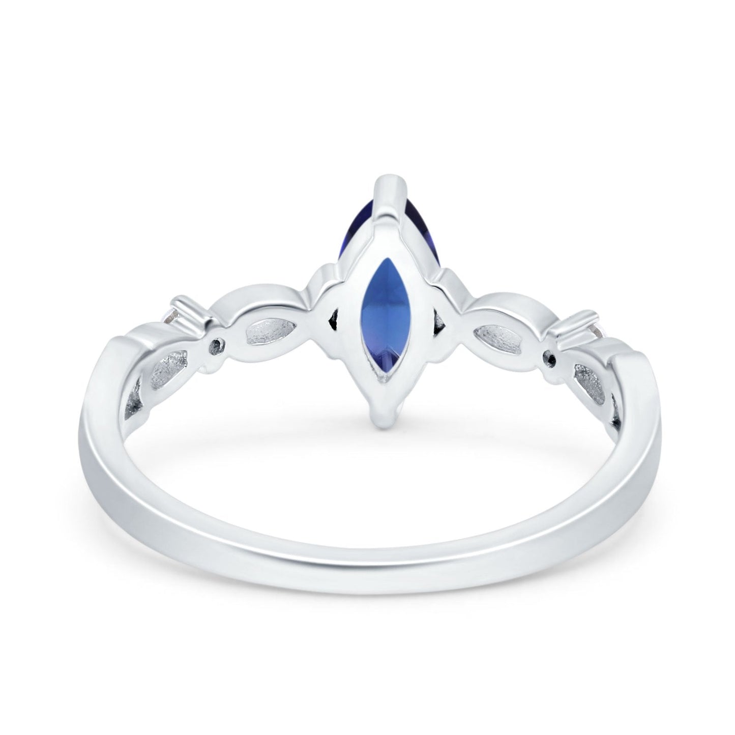 Marquise Wedding Ring Infinity Twisted Simulated Blue Sapphire CZ