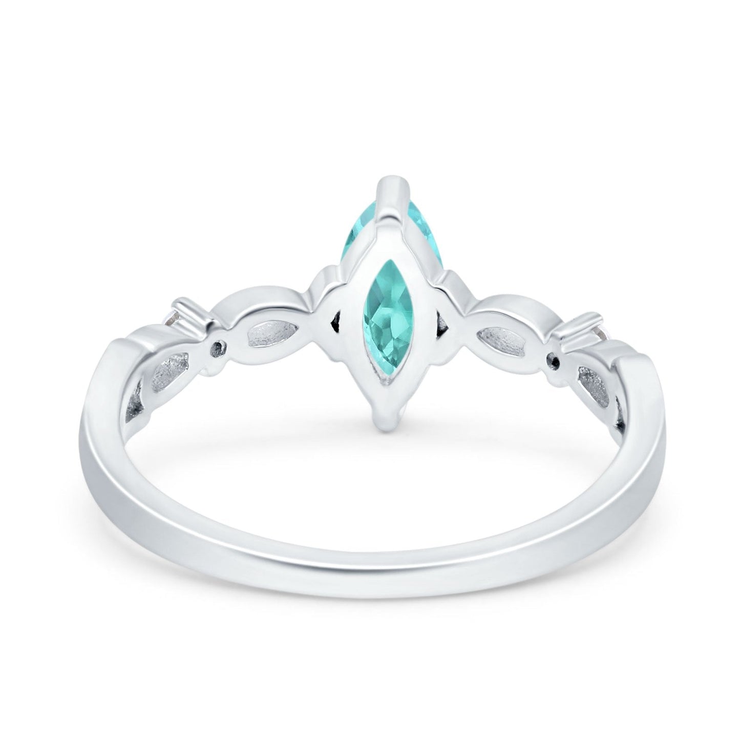 Marquise Wedding Ring Infinity Twisted Simulated Paraiba Tourmaline CZ