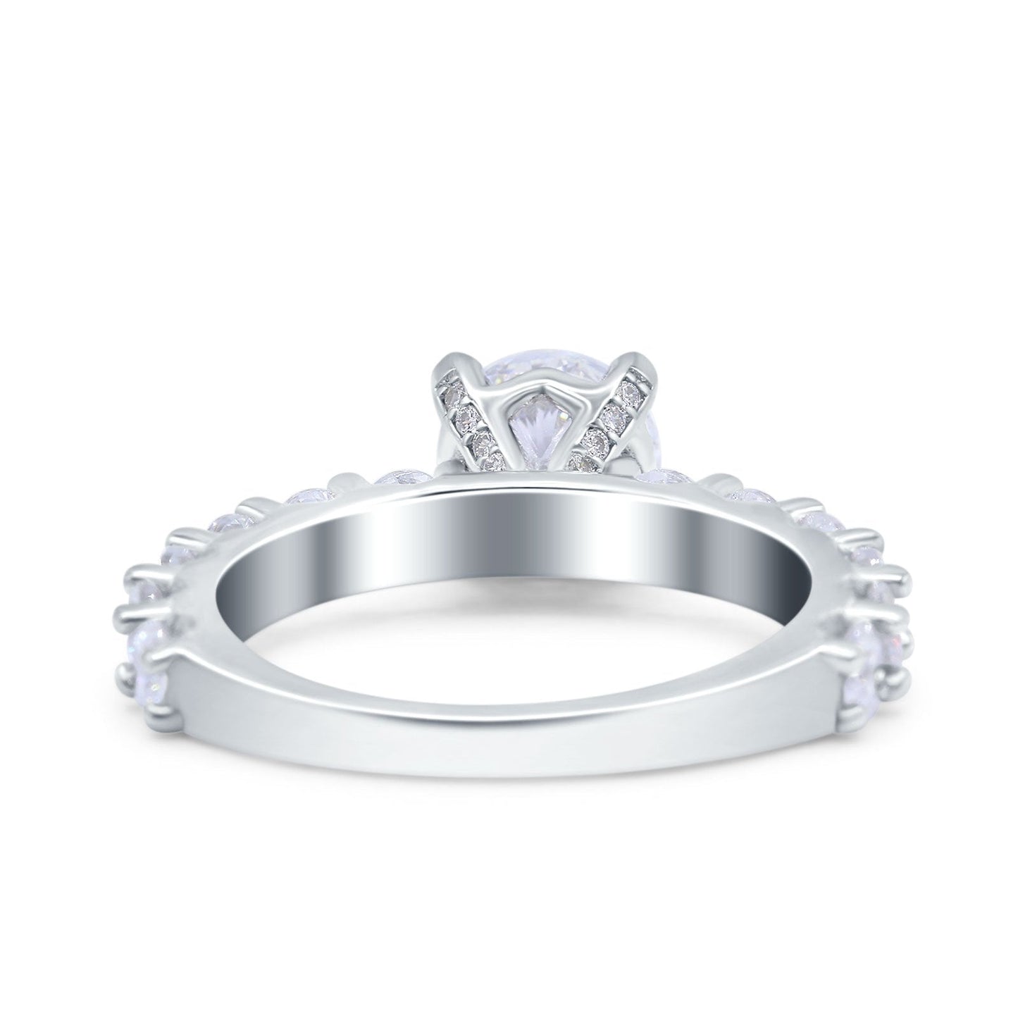 Art Deco Wedding Bridal Ring Round Simulated Cubic Zirconia