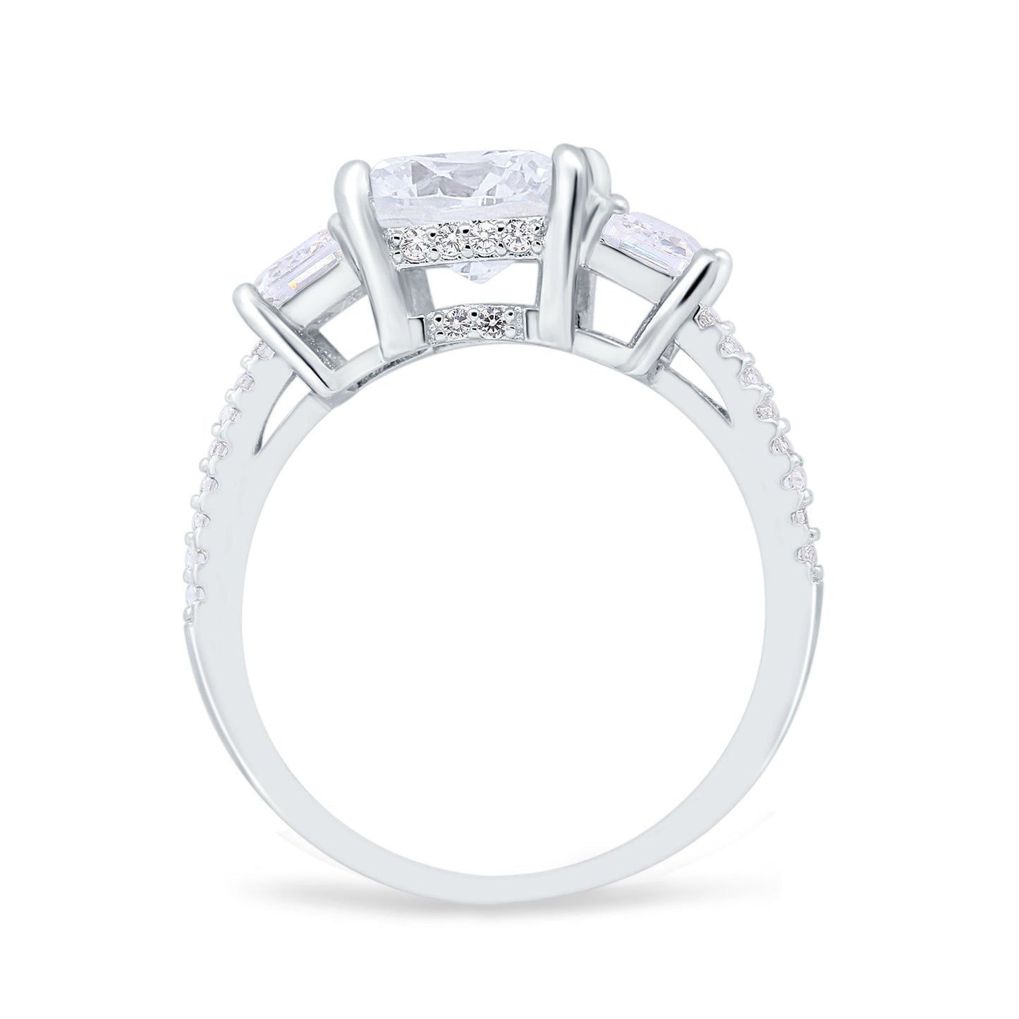 Three Stone Radiant Cut Wedding Ring Simulated Cubic Zirconia