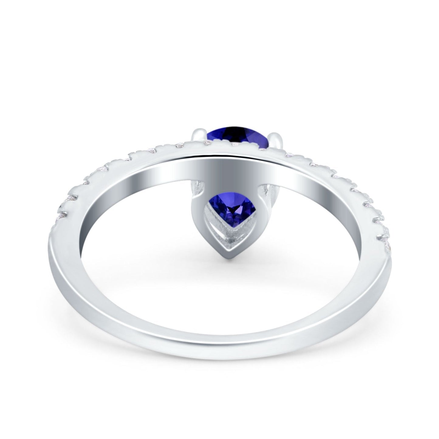 Teardrop Art Deco Pear Wedding Bridal Ring Simulated Blue Sapphire CZ