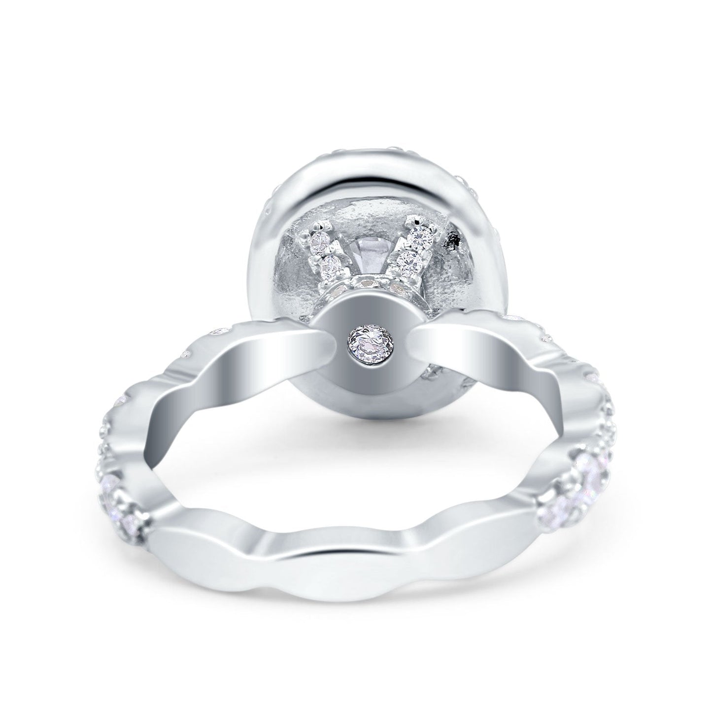 Oval Art Deco Halo Simulated CZ Wedding Ring