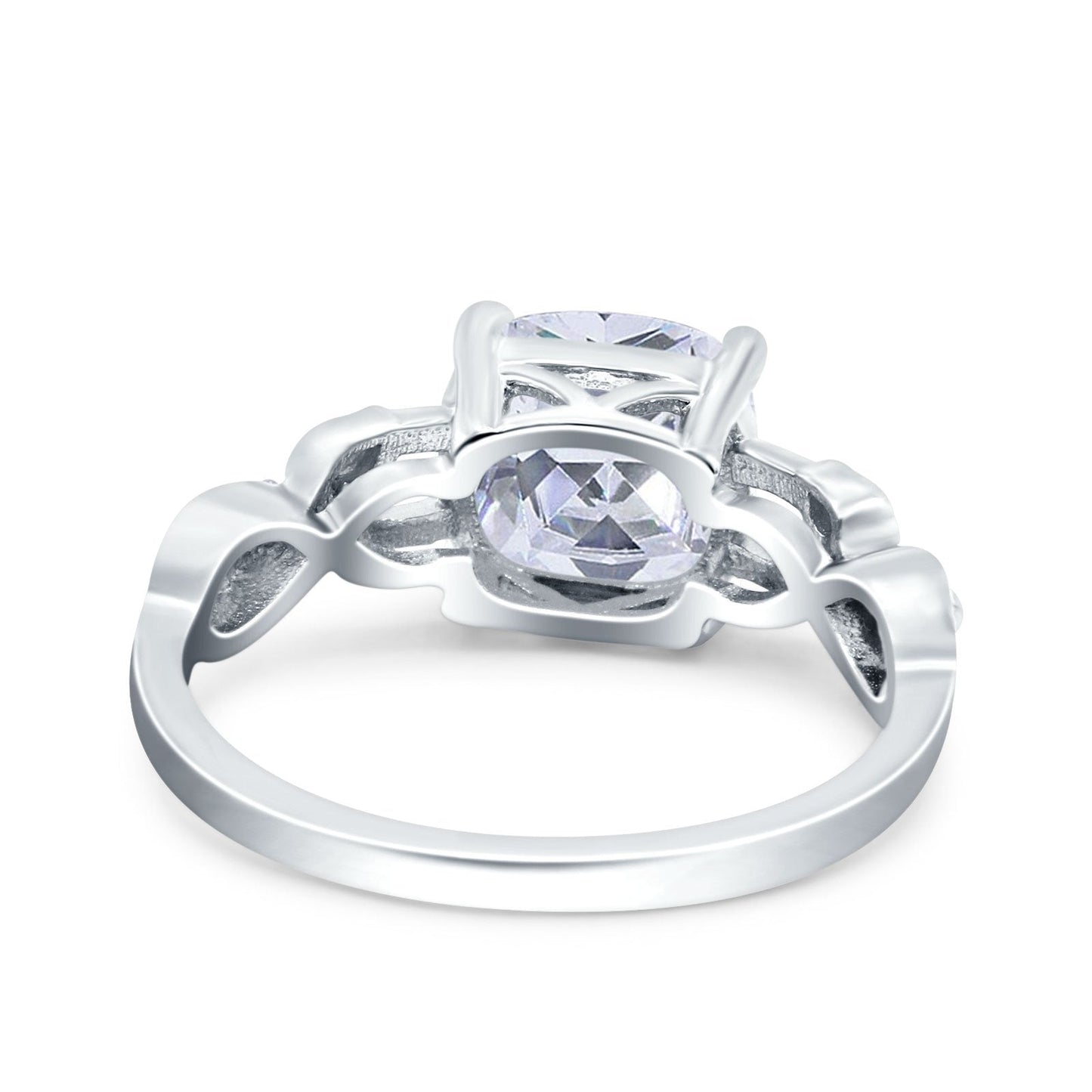 Art Deco Cushion Cut Wedding Ring Simulated Cubic Zirconia