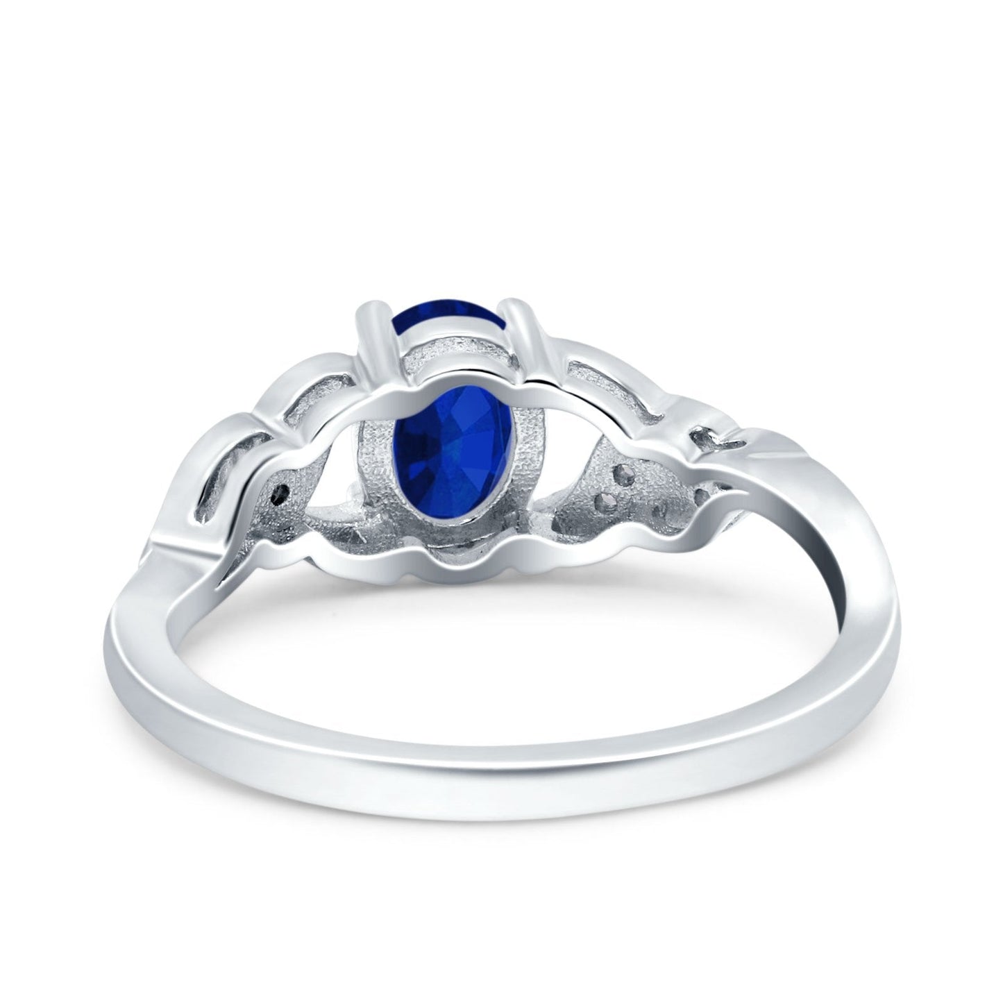 Oval Art Deco Engagement Bridal Ring Simulated Blue Sapphire CZ