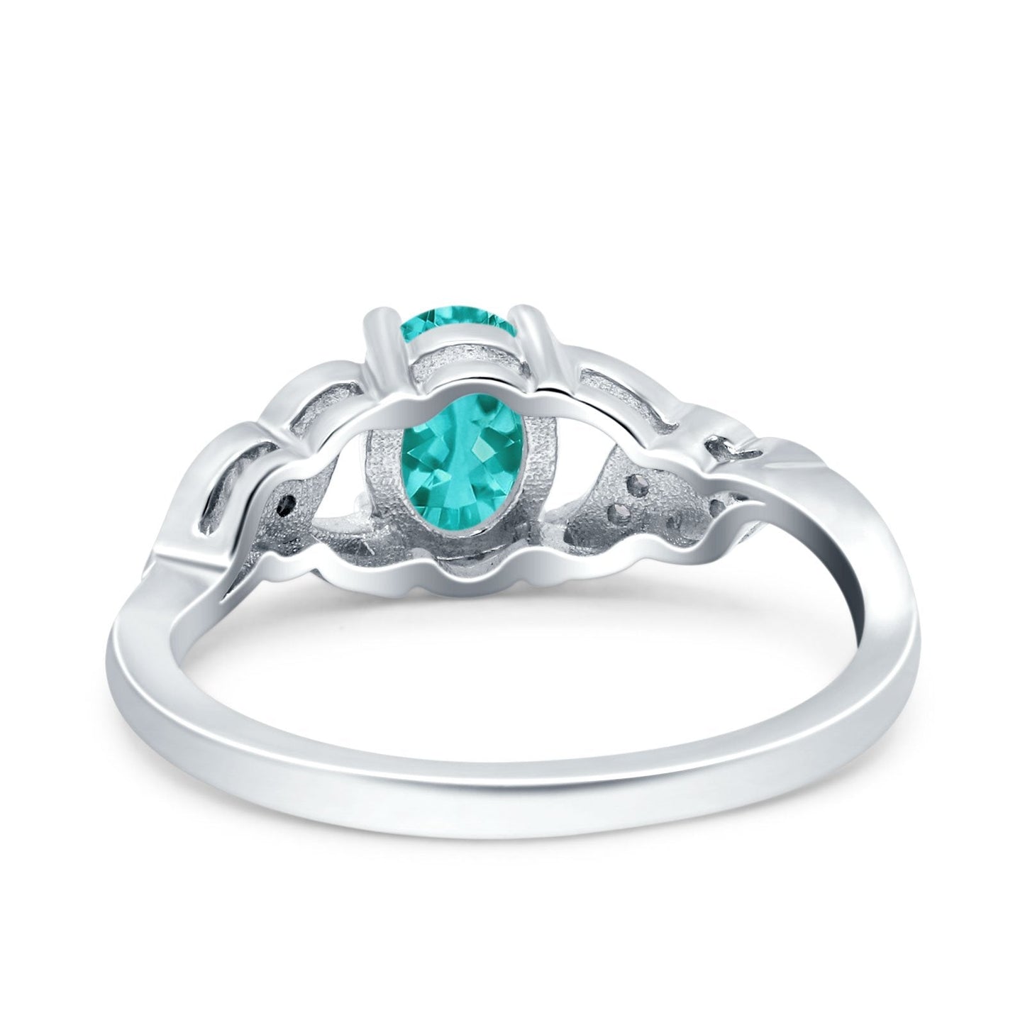 Oval Art Deco Engagement Bridal Ring Simulated Paraiba Tourmaline CZ