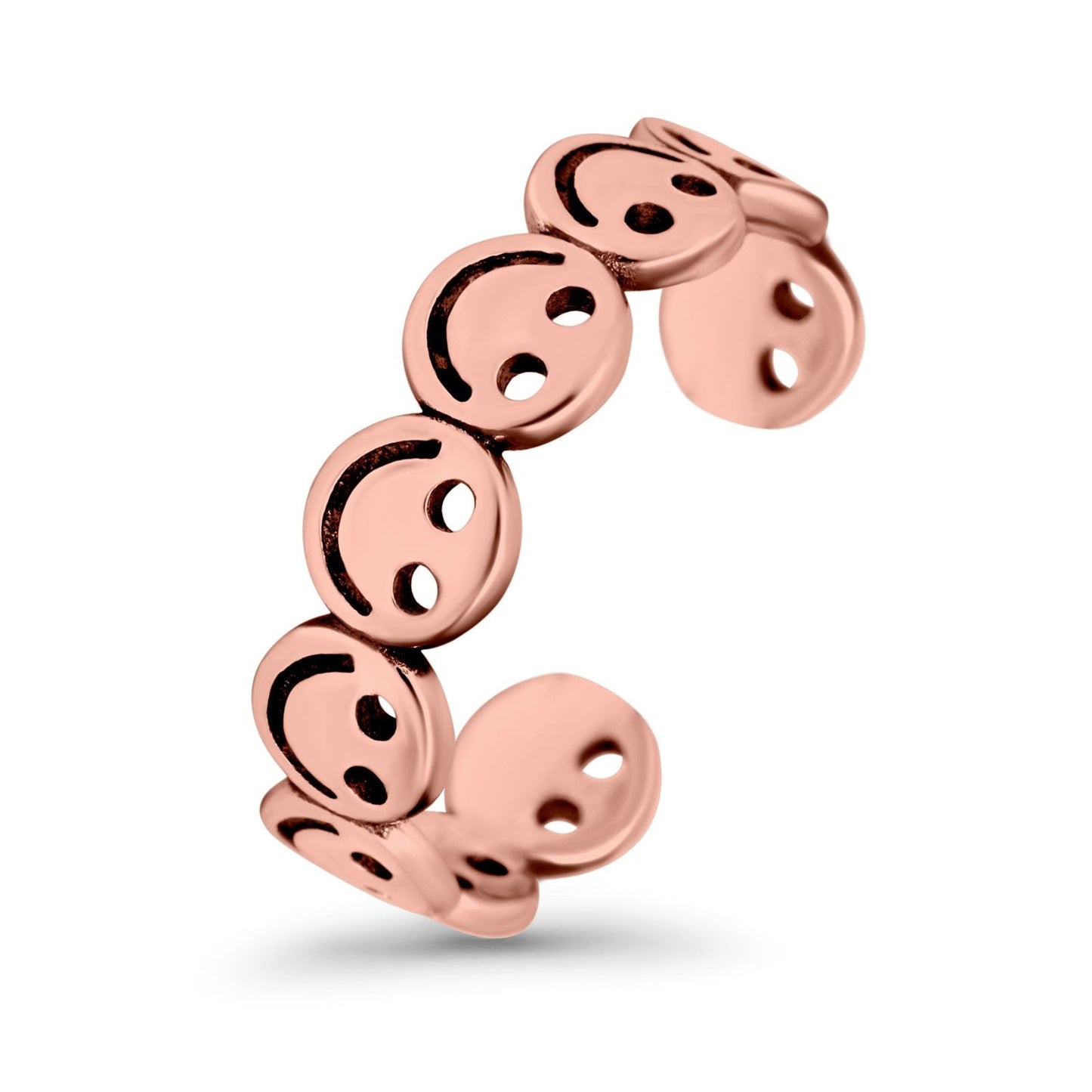 Smiley Face Toe Ring Rose Tone Adjustable Band (4mm)