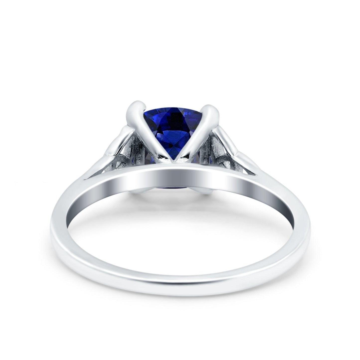 Celtic Art Deco Wedding Bridal Ring Round Simulated Blue Sapphire CZ