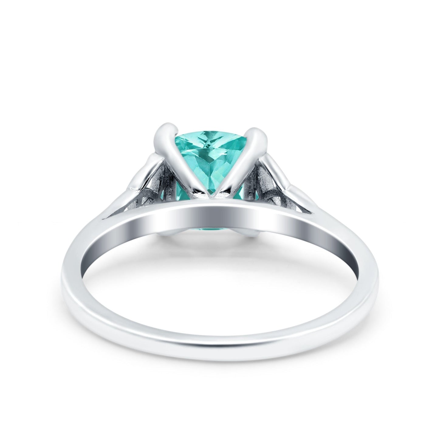 Celtic Art Deco Wedding Bridal Ring Round Simulated Paraiba Tourmaline CZ