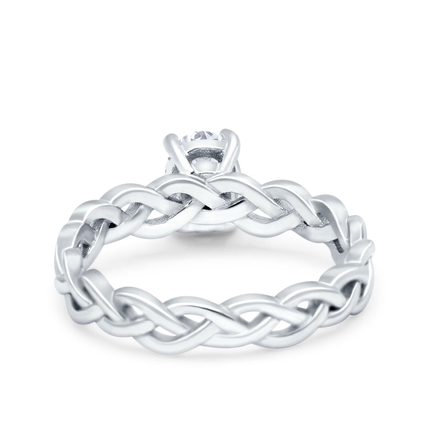 Celtic Weave Braided Style Oval Wedding Ring Simulated Cubic Zirconia