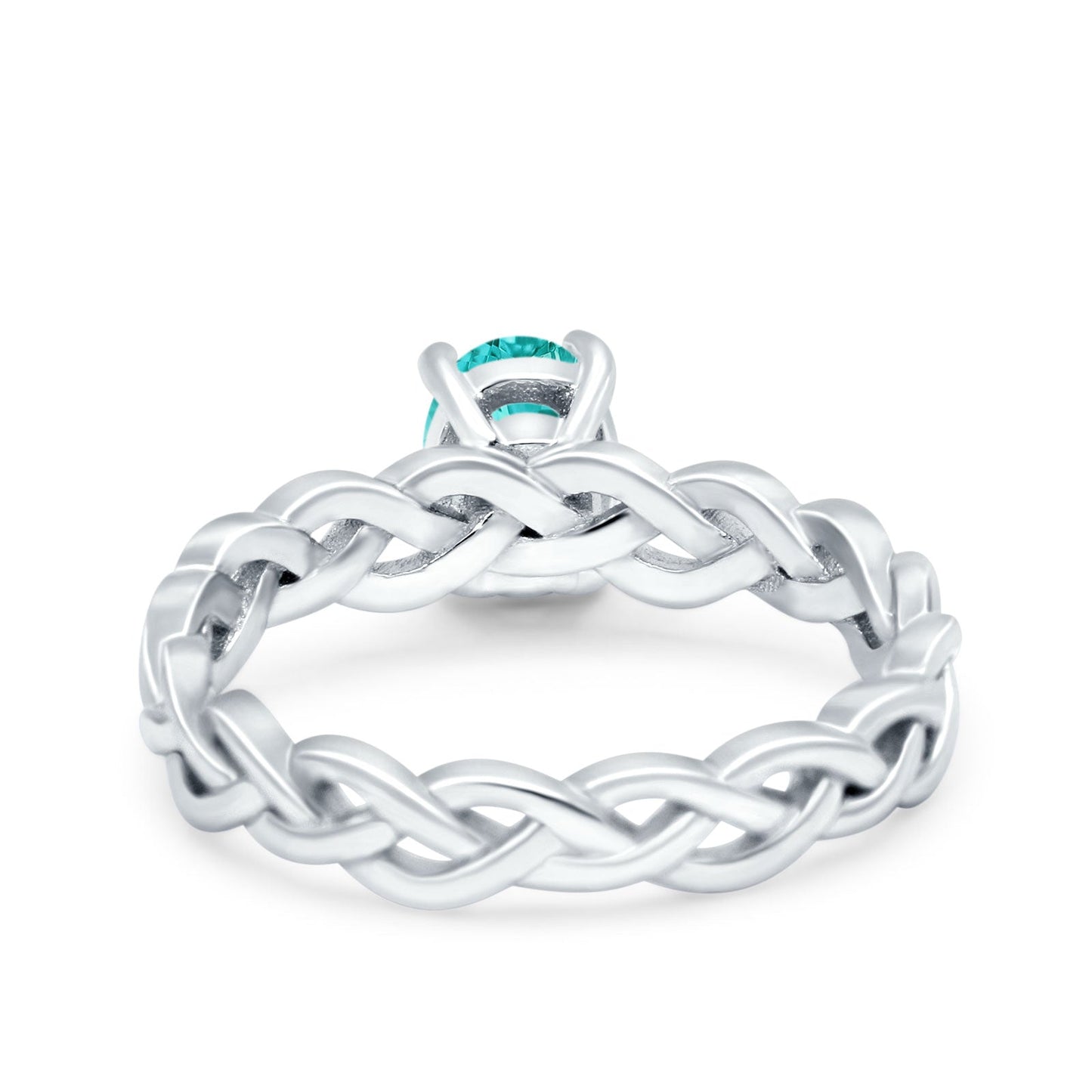 Celtic Weave Braided Style Oval Wedding Ring Simulated Paraiba Tourmaline CZ