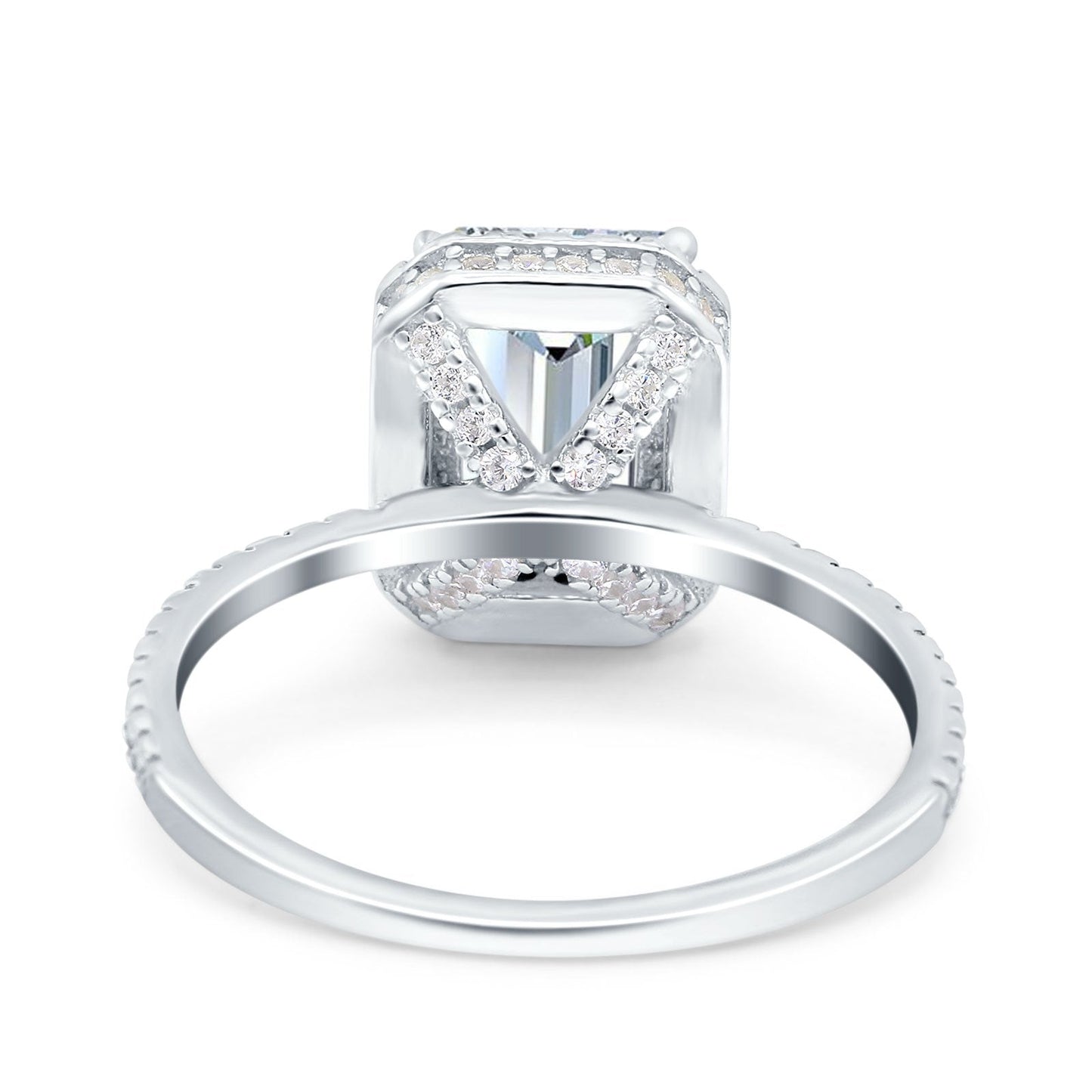 Emerald Cut Art Deco Wedding Ring Simulated Cubic Zirconia