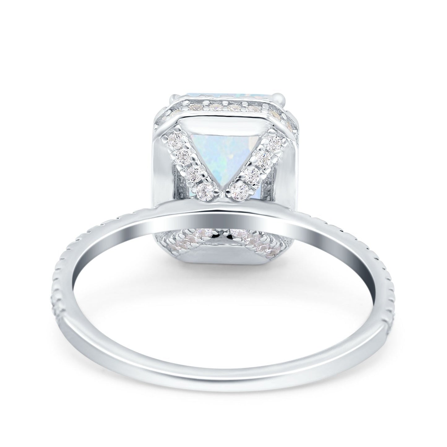 Emerald Cut Art Deco Wedding Ring Lab Created White Opal