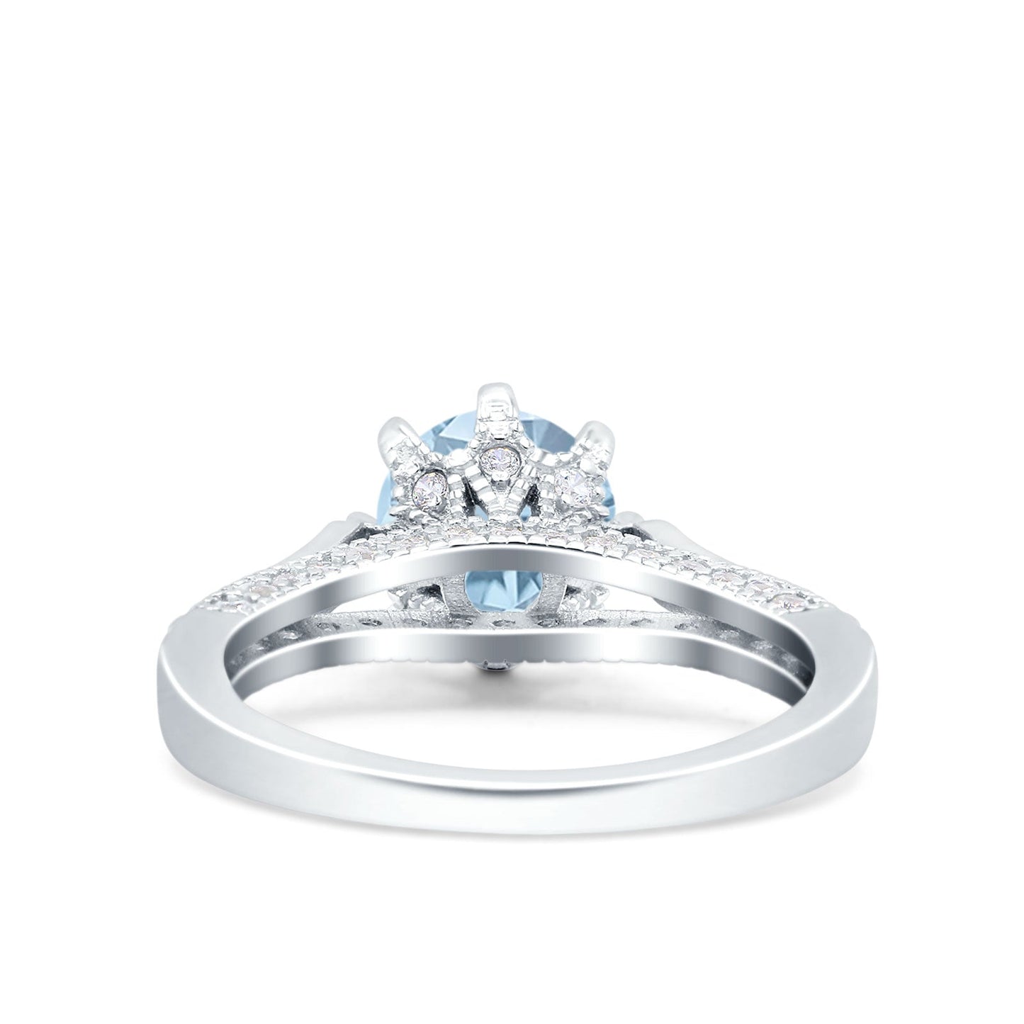 Art Deco Wedding Engagement Bridal Ring Simulated Aquamarine Cubic Zirconia