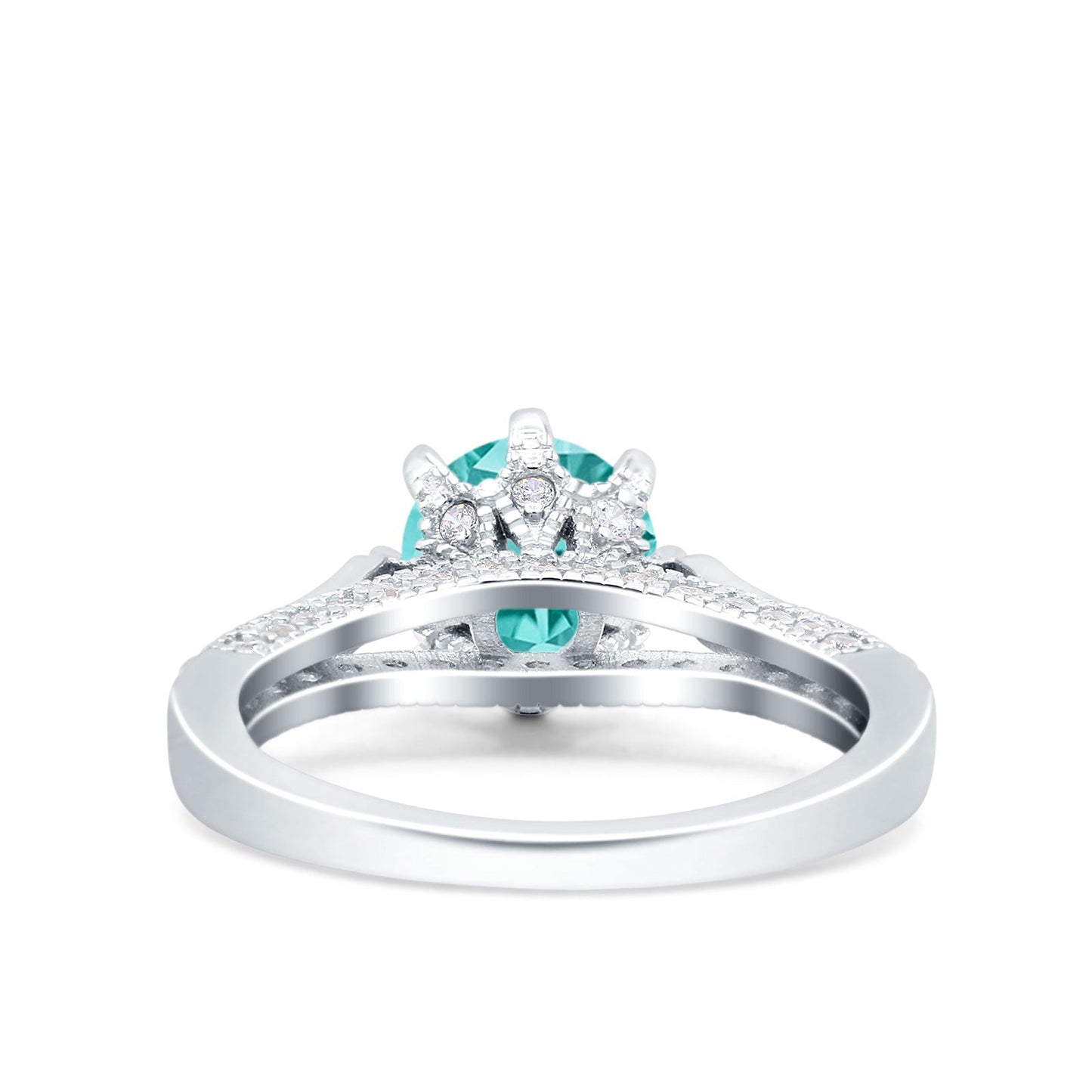 Art Deco Paraiba Tourmaline CZ Engagement Ring