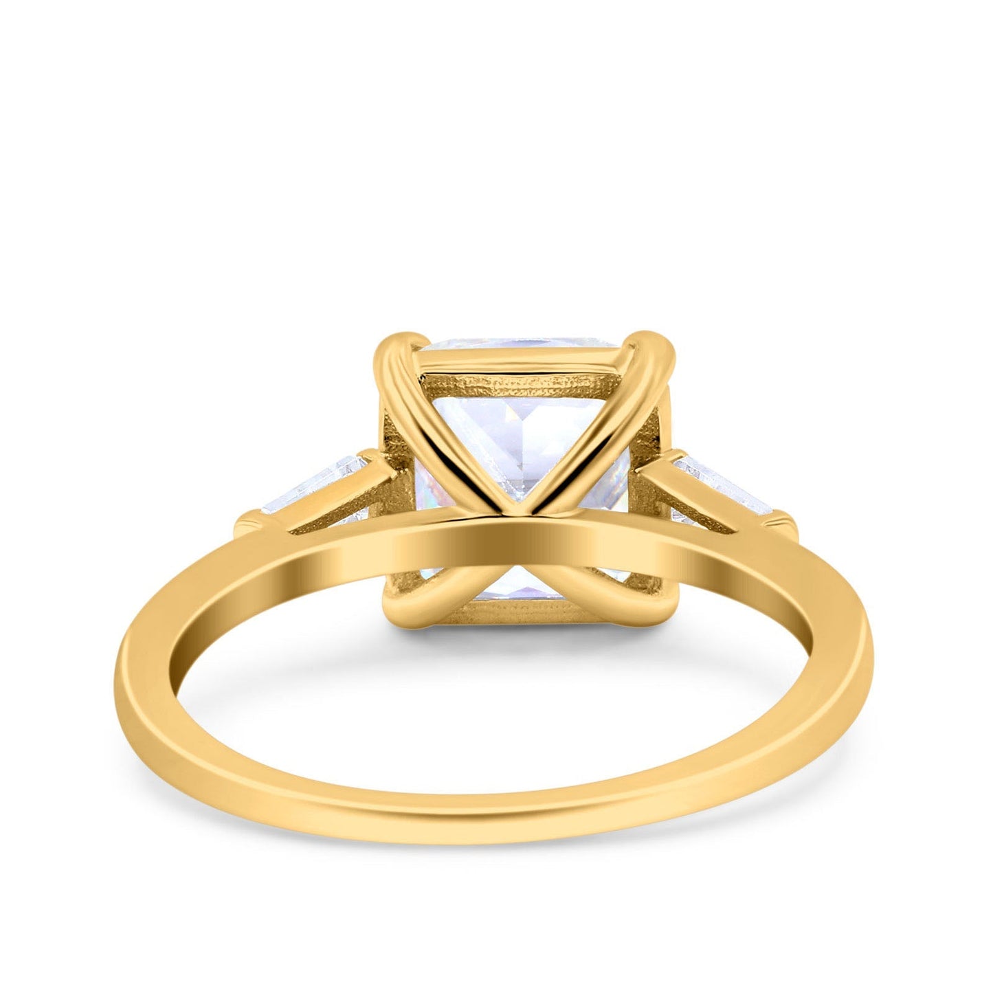 Asscher Cut Cubic Zirconia Yellow Tone Wedding Ring